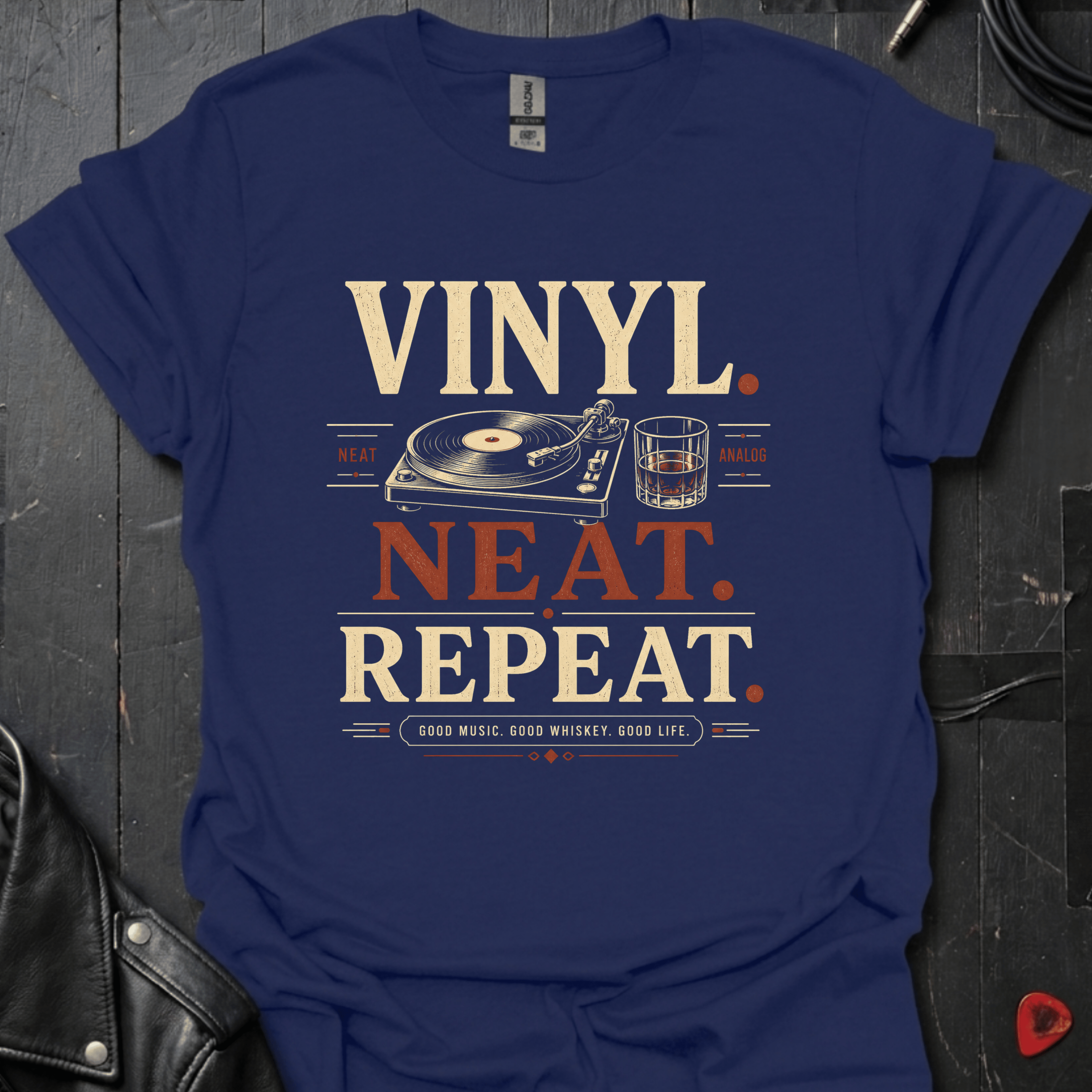 Vinyl.Neat.RepeatT-Shirt - Navy - T-Shirt
