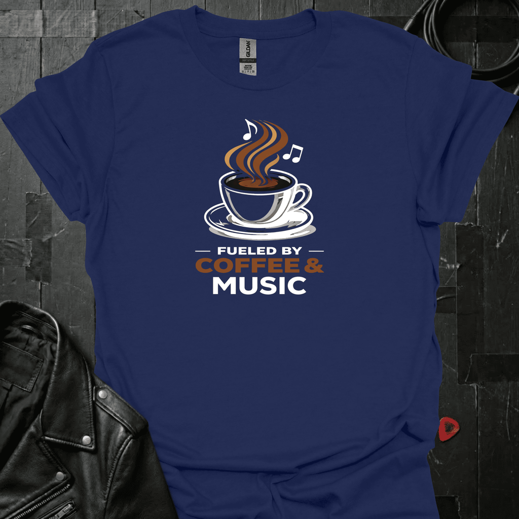 Fueled By Coffee & Music T-Shirt - Navy - T-Shirt