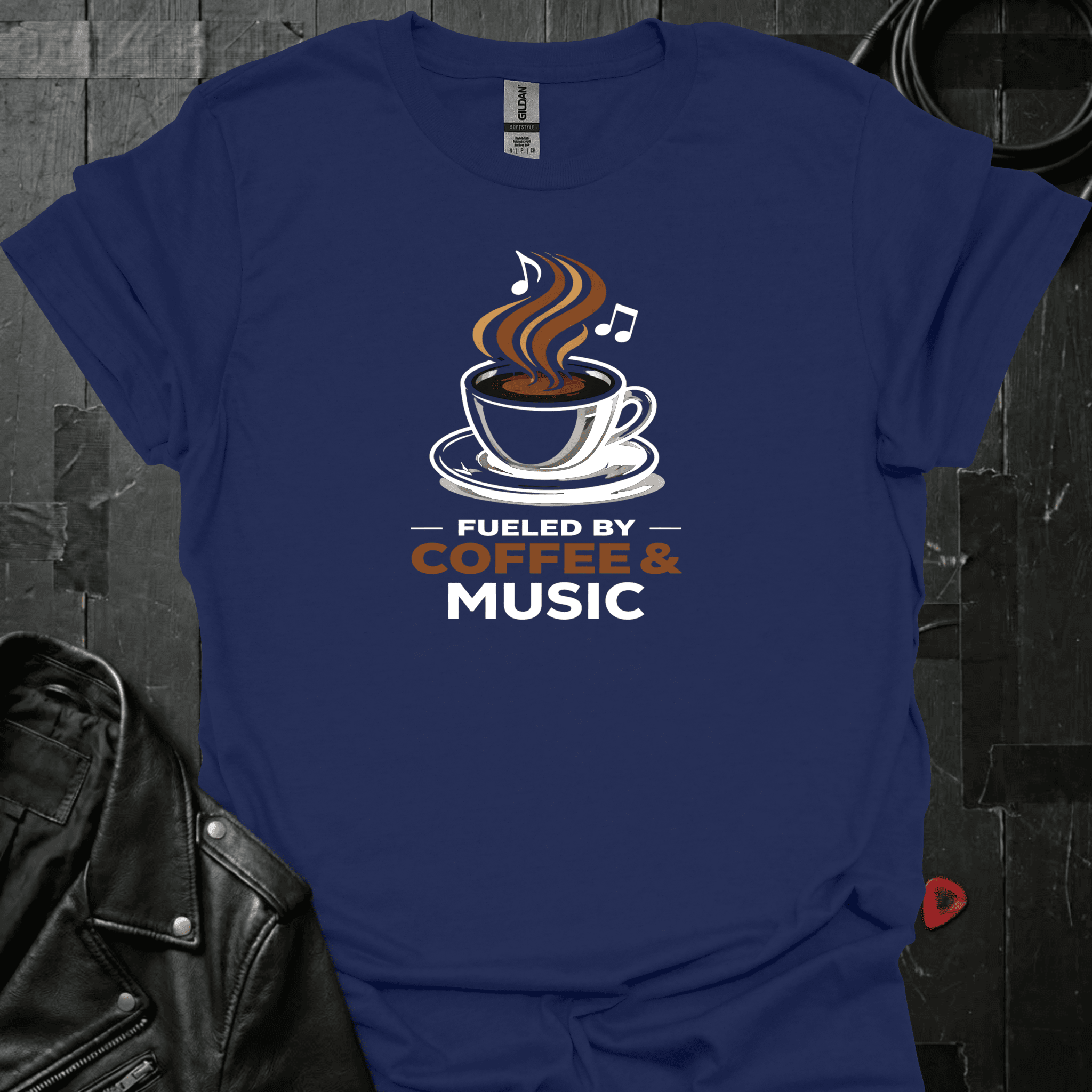 Fueled By Coffee & Music T-Shirt - Navy - T-Shirt