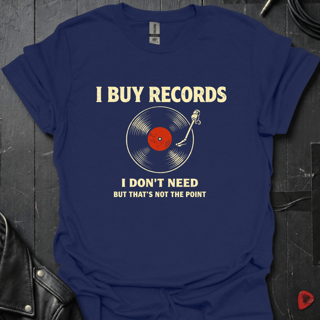 I Buy Records T-Shirt - Navy - T-Shirt