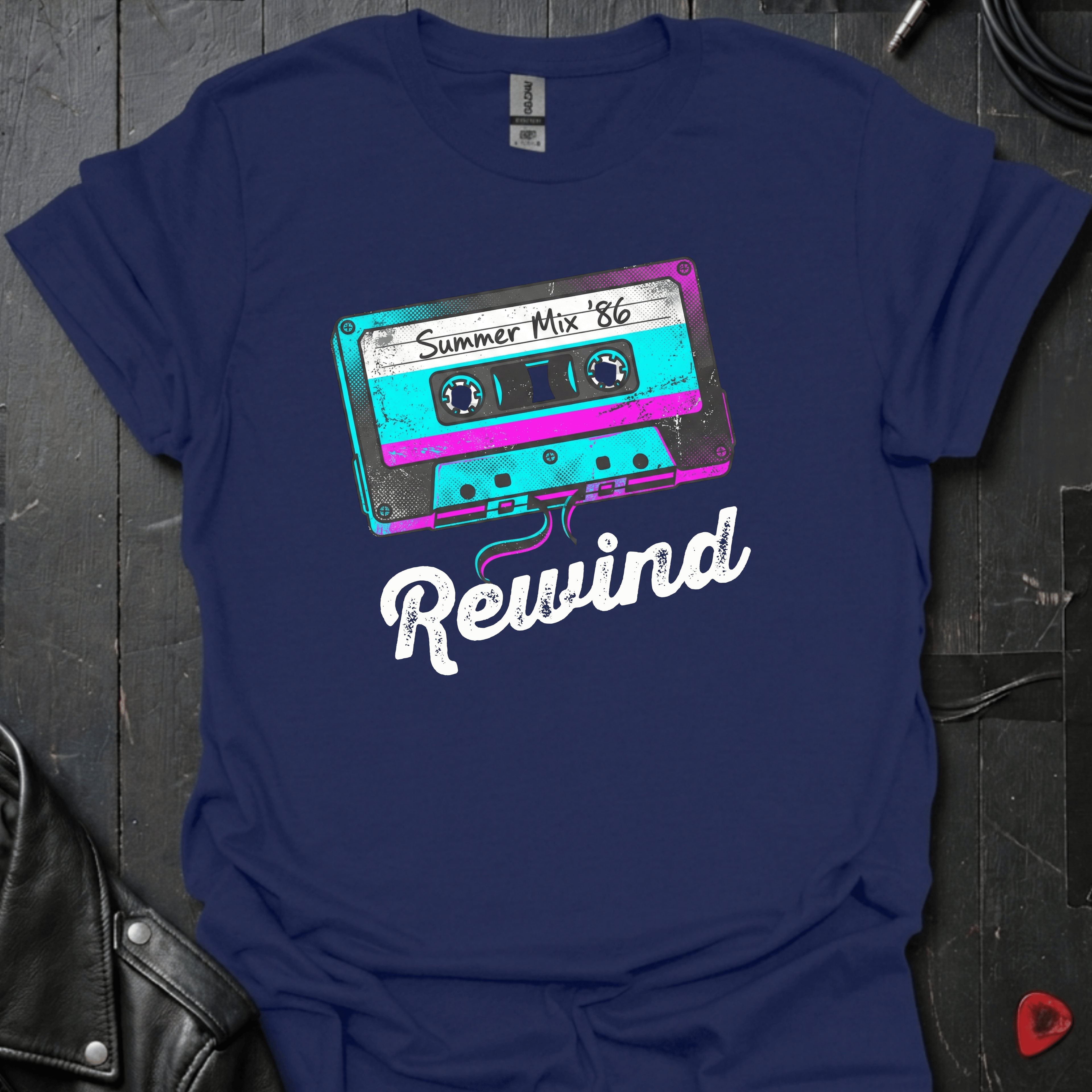 Rewind Summer Mix T-Shirt - Navy - T-Shirt