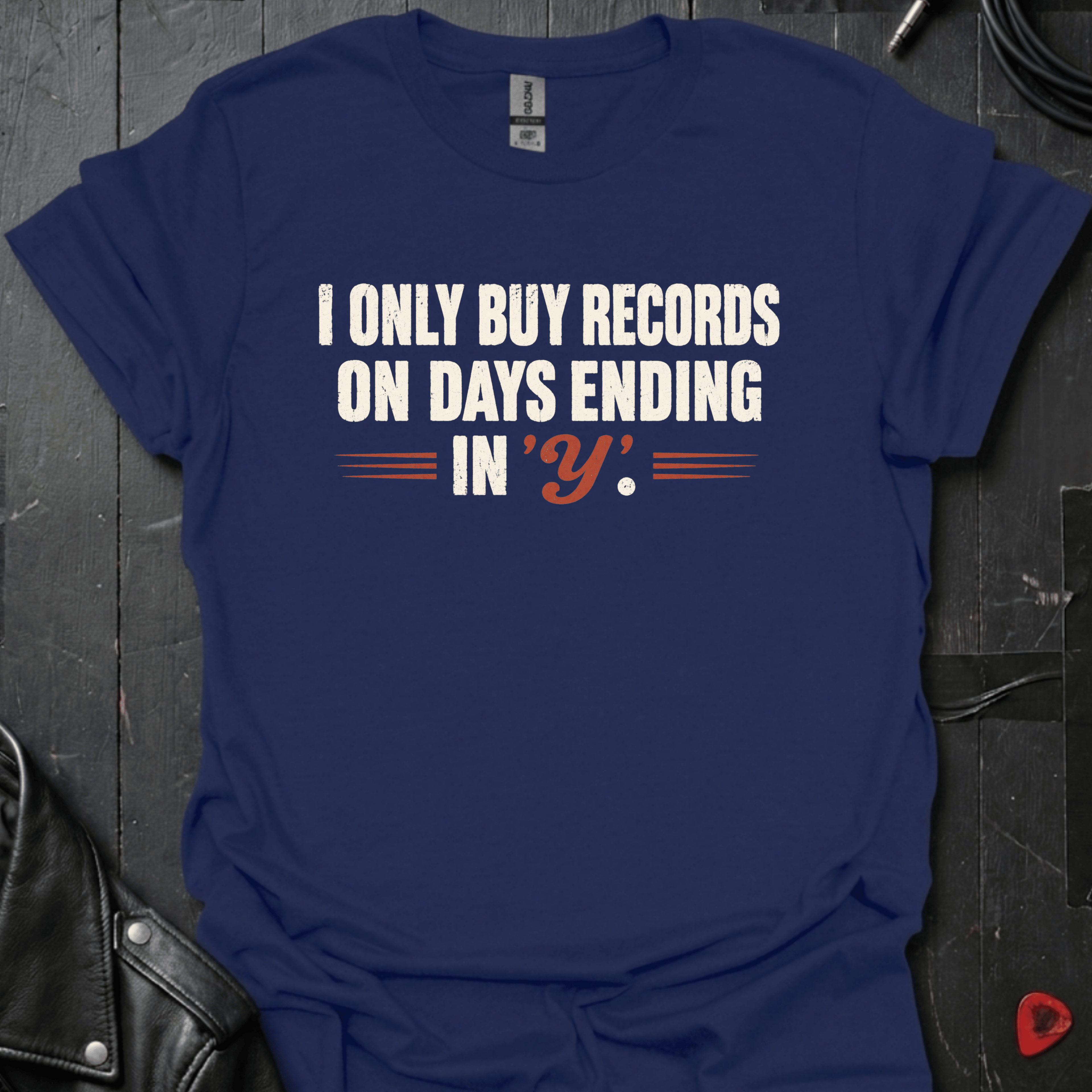 Vinyl Every Day T-Shirt - Navy - T-Shirt