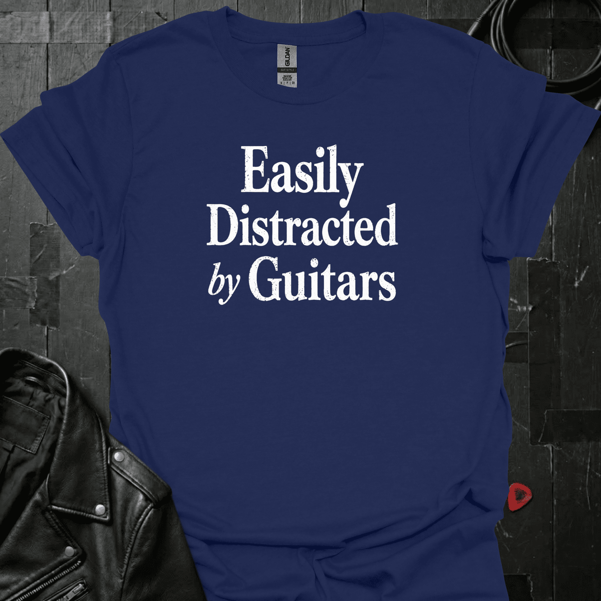 Easily Distracted By Guitars T-Shirt - Navy - T-Shirt