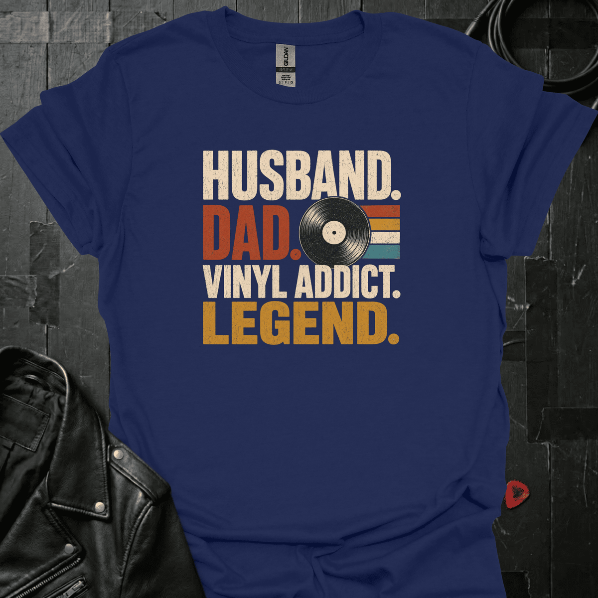 Vinyl Addict Dad T-Shirt - Navy - T-Shirt