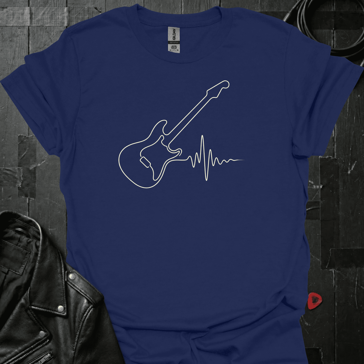 Guitar Heartbeat T-Shirt - Navy - T-Shirt
