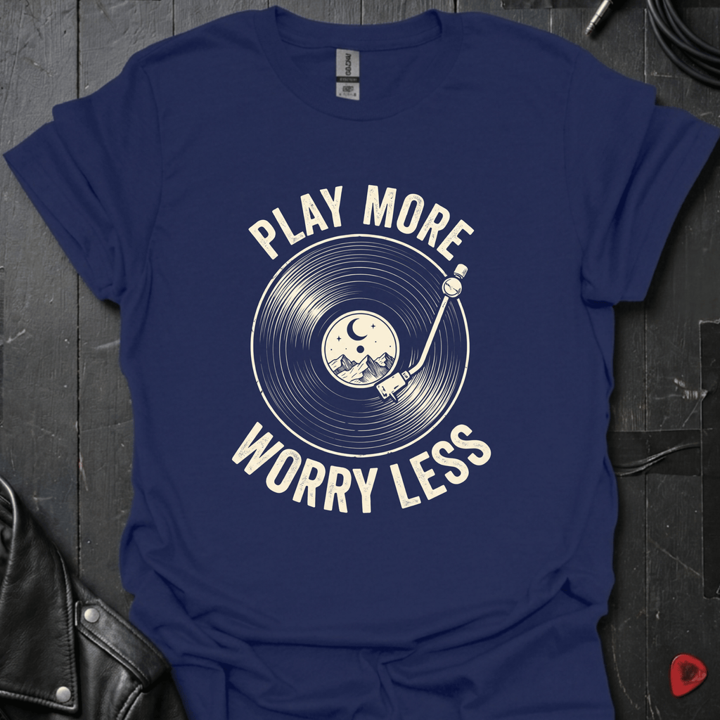 Play More Worry Less T-Shirt - Navy - T-Shirt