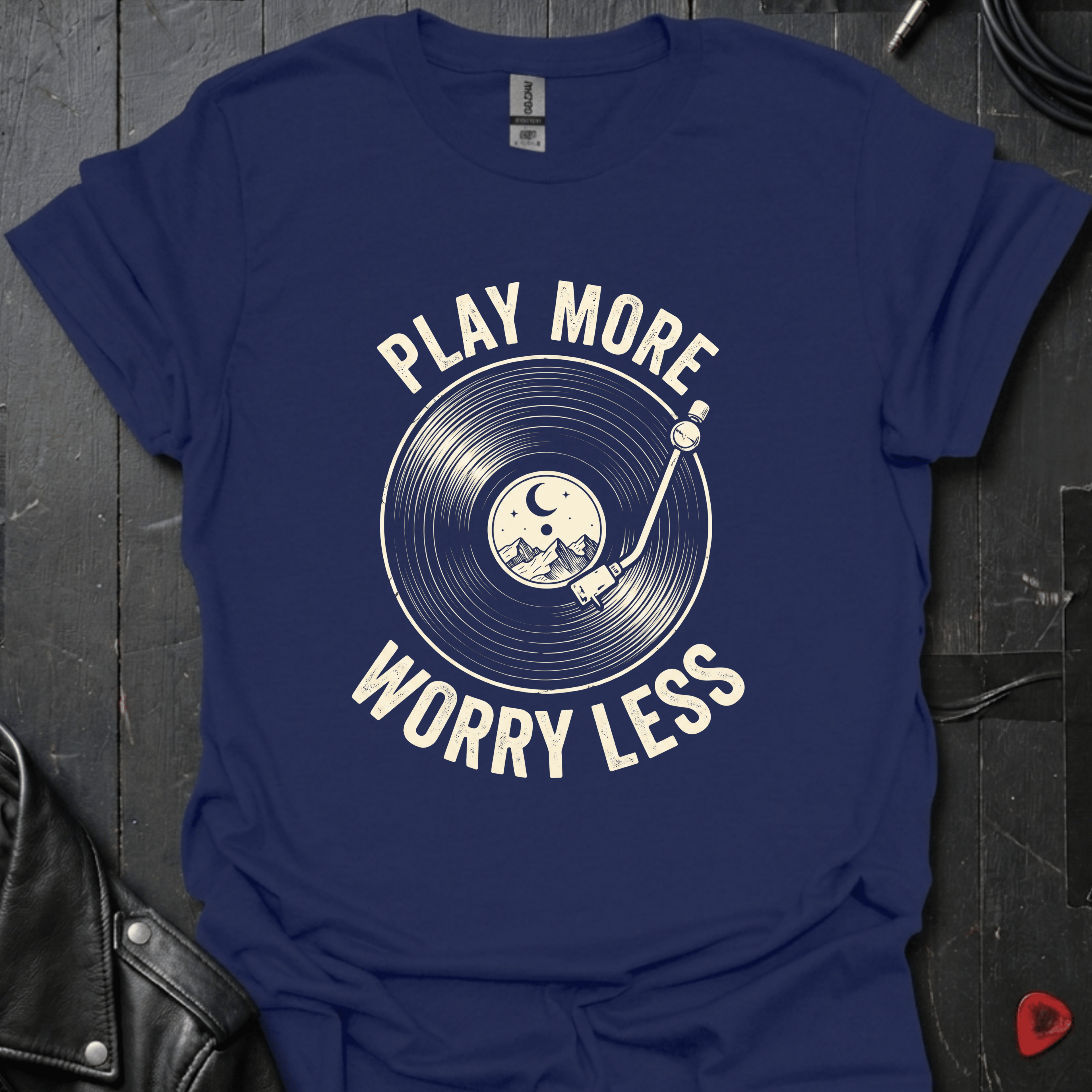 Play More Worry Less T-Shirt - Navy - T-Shirt