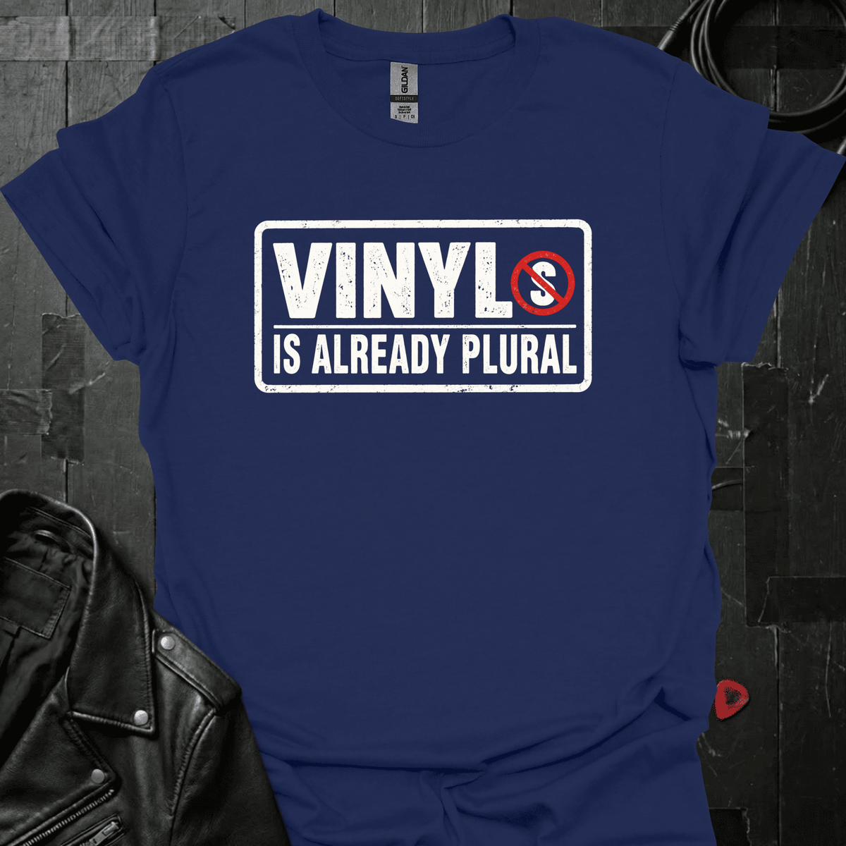 Vinyl Is Already Plural T-Shirt - Navy - T-Shirt