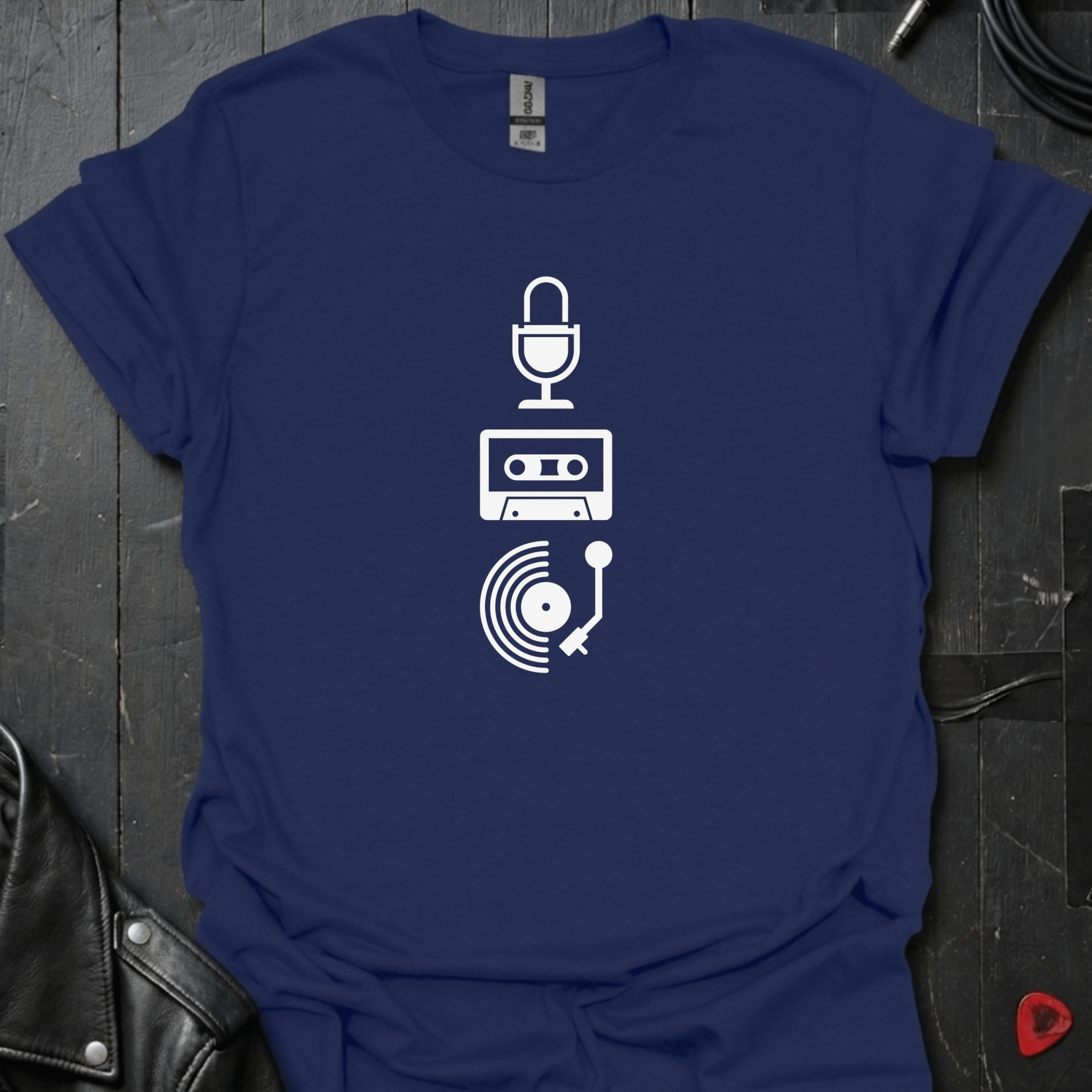 Recorded History T-Shirt | Retro Music Lover Tee - Navy - T-Shirt