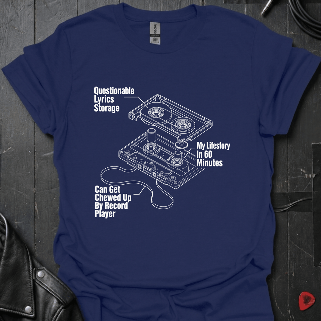 Cassette Tape Diagram T-Shirt - Navy - T-Shirt