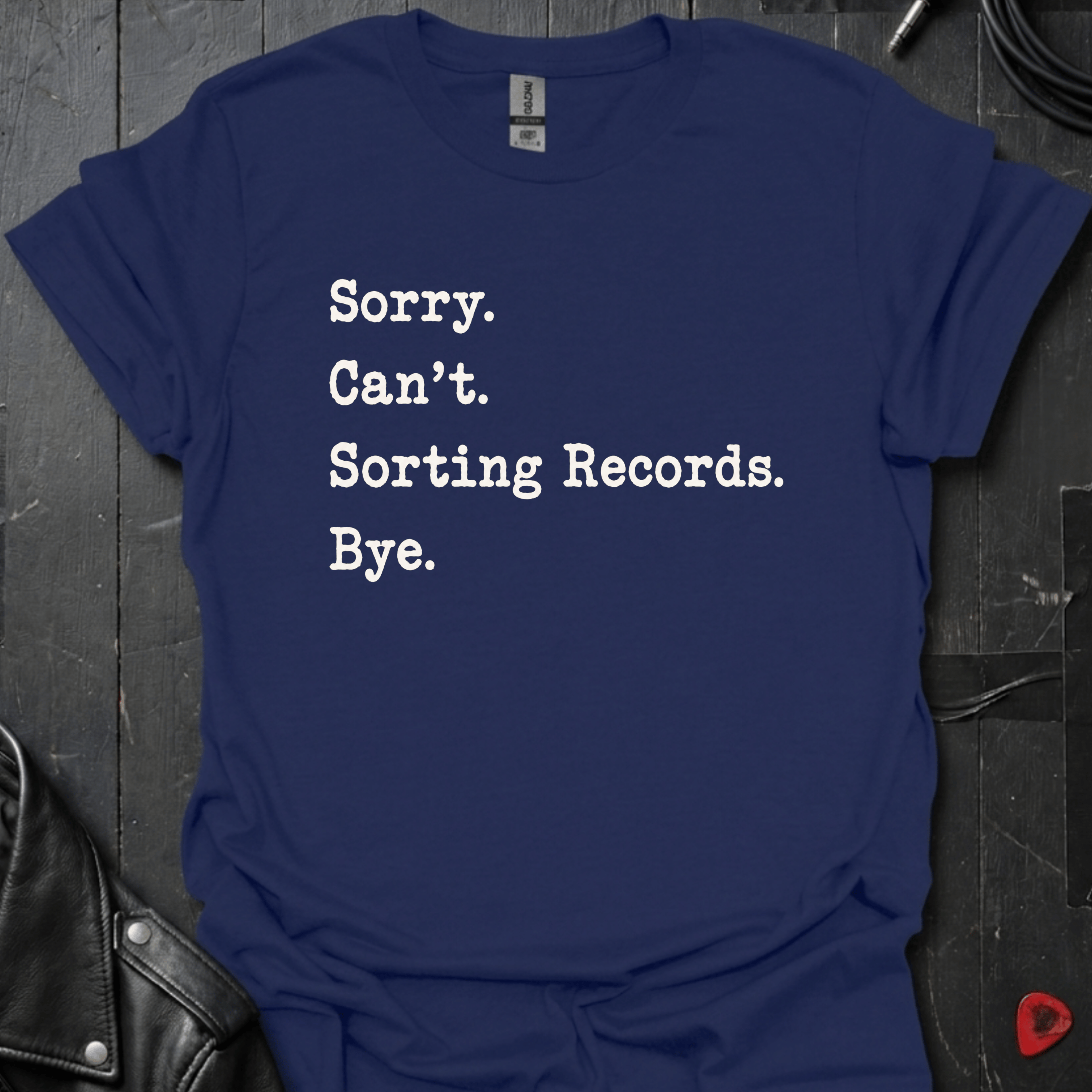 Sorting Records T-Shirt | Funny Vinyl Lover Tee - Navy - T-Shirt