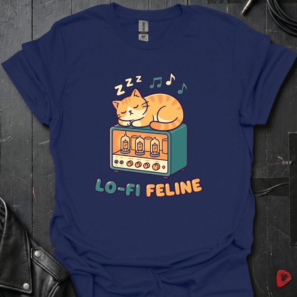 Lo - Fi Feline T-Shirt - Navy - T-Shirt