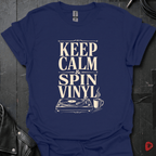 Keep Calm Spin Vinyl T-Shirt - Navy - T-Shirt