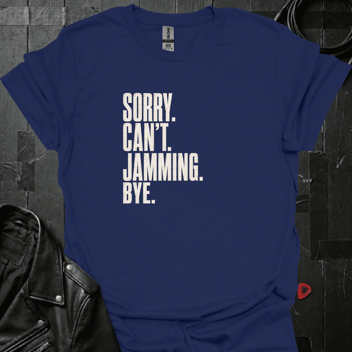 Sorry. Can't. Jamming T-Shirt - Navy - T-Shirt