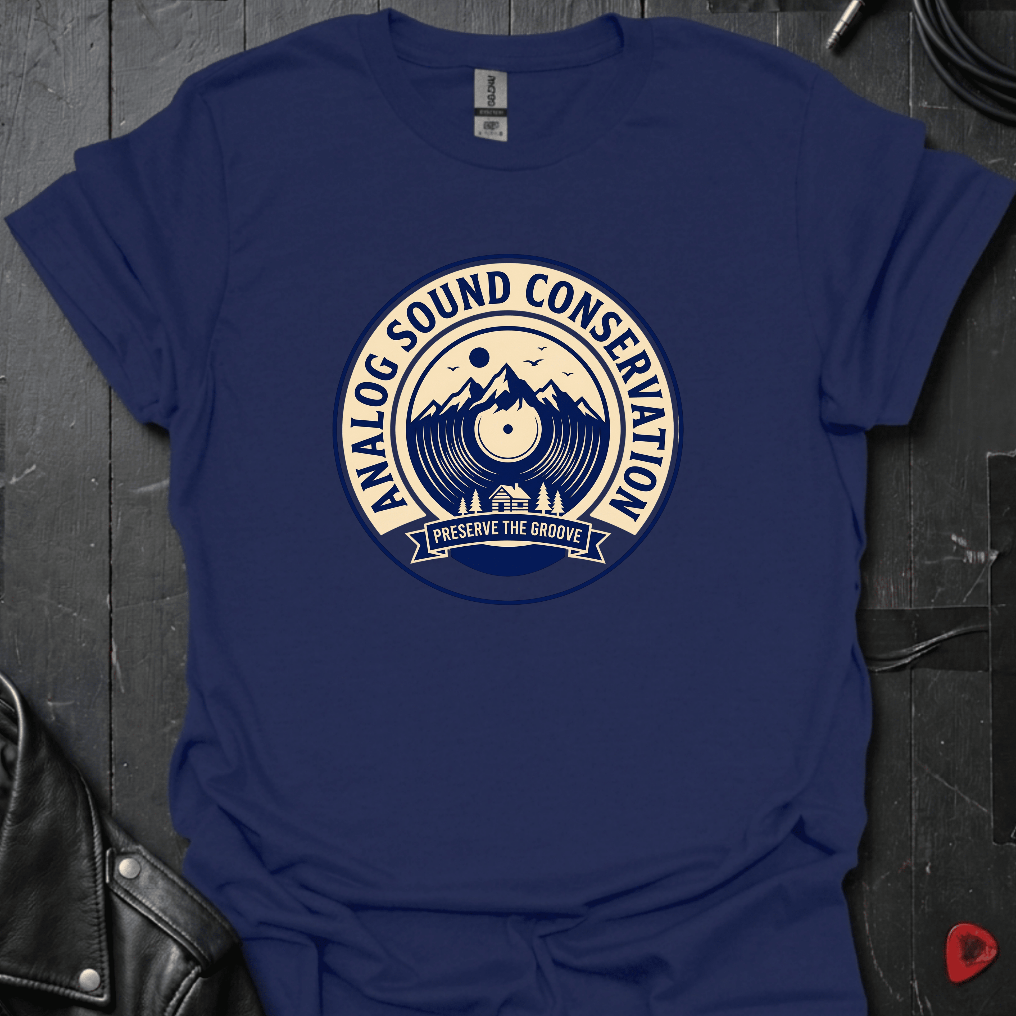 Analog Sound Conservation T-Shirt - Navy - T-Shirt