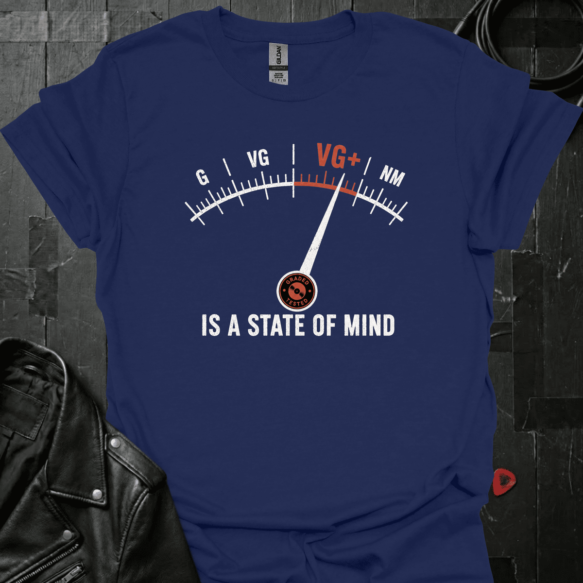 VG+ Vinyl Collector T-Shirt - Navy - T-Shirt