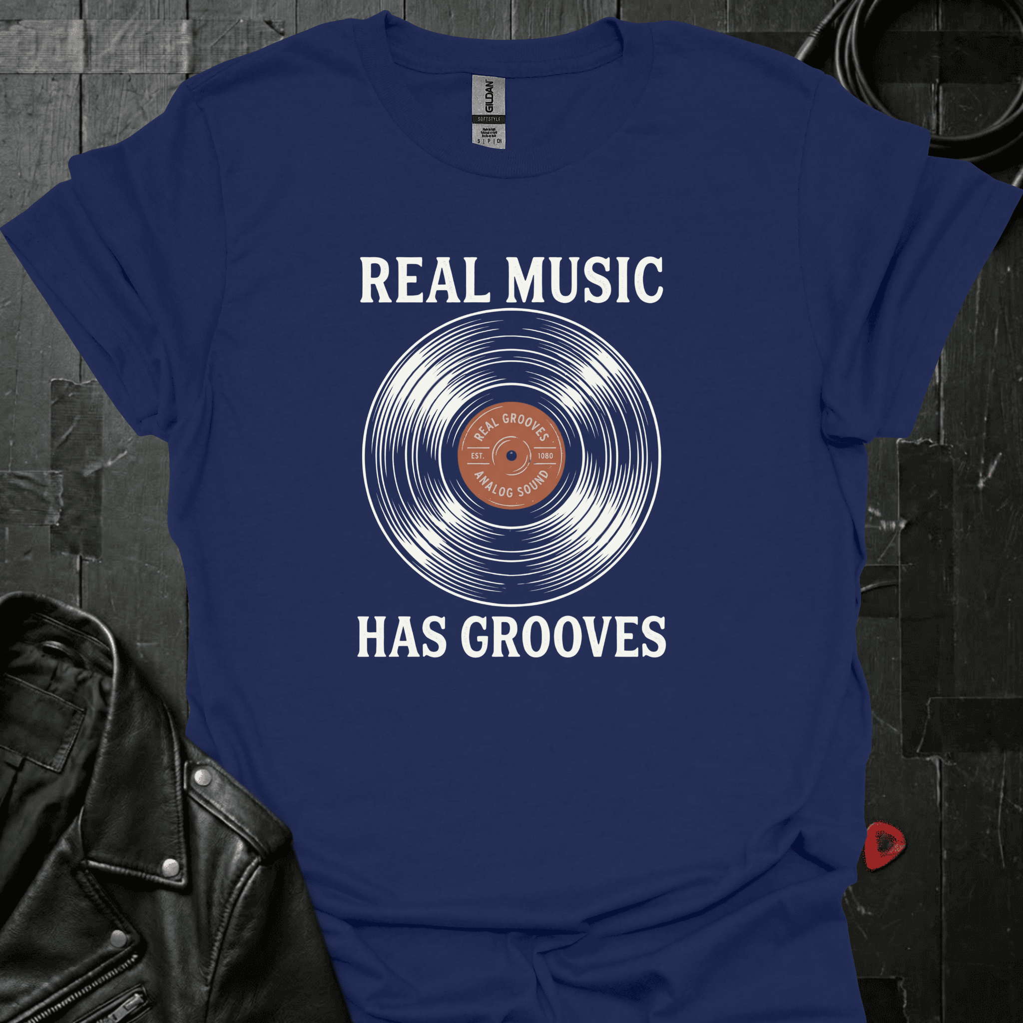 Real Music Has Grooves T-Shirt - Navy - T-Shirt