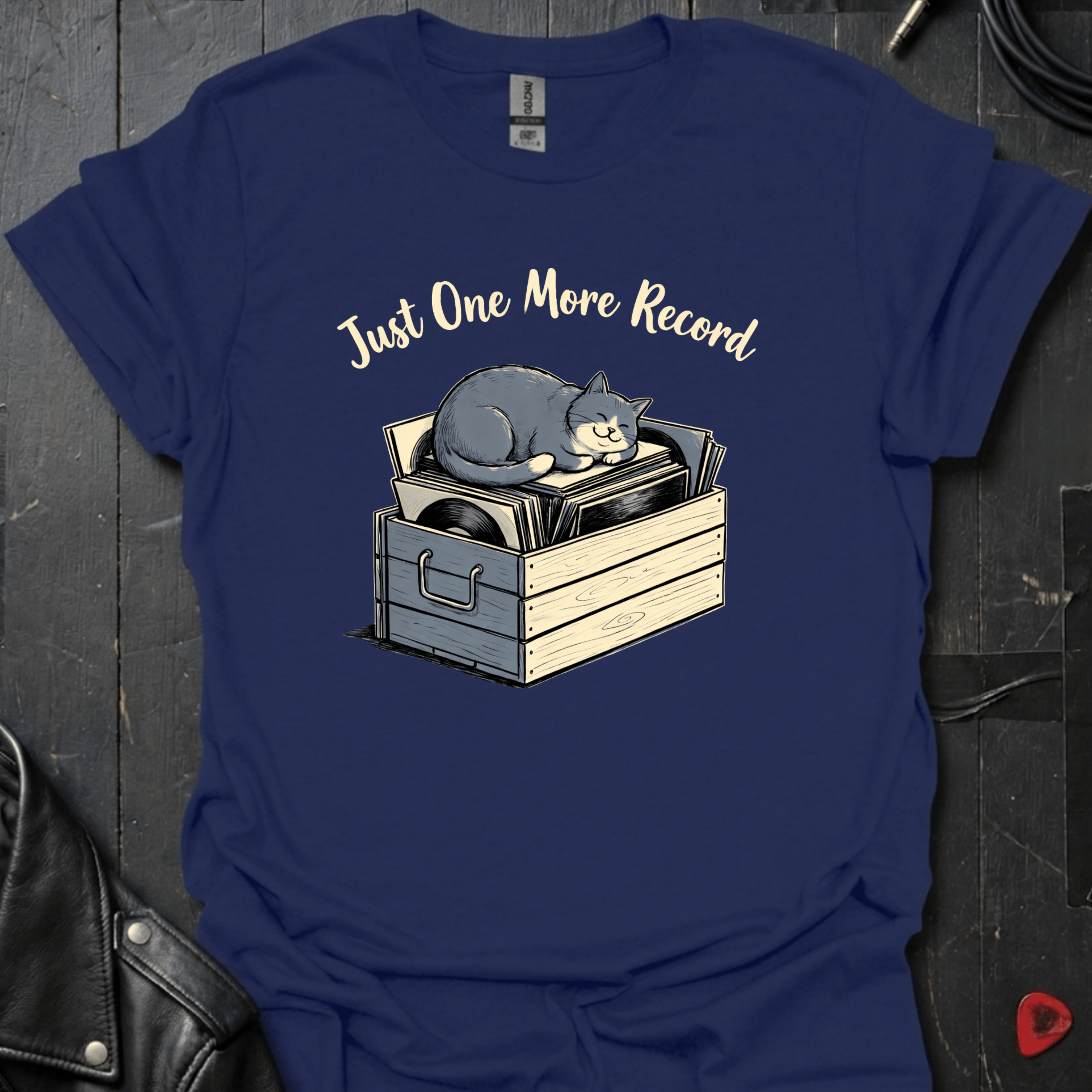 Just One More Record T-Shirt - Navy - T-Shirt