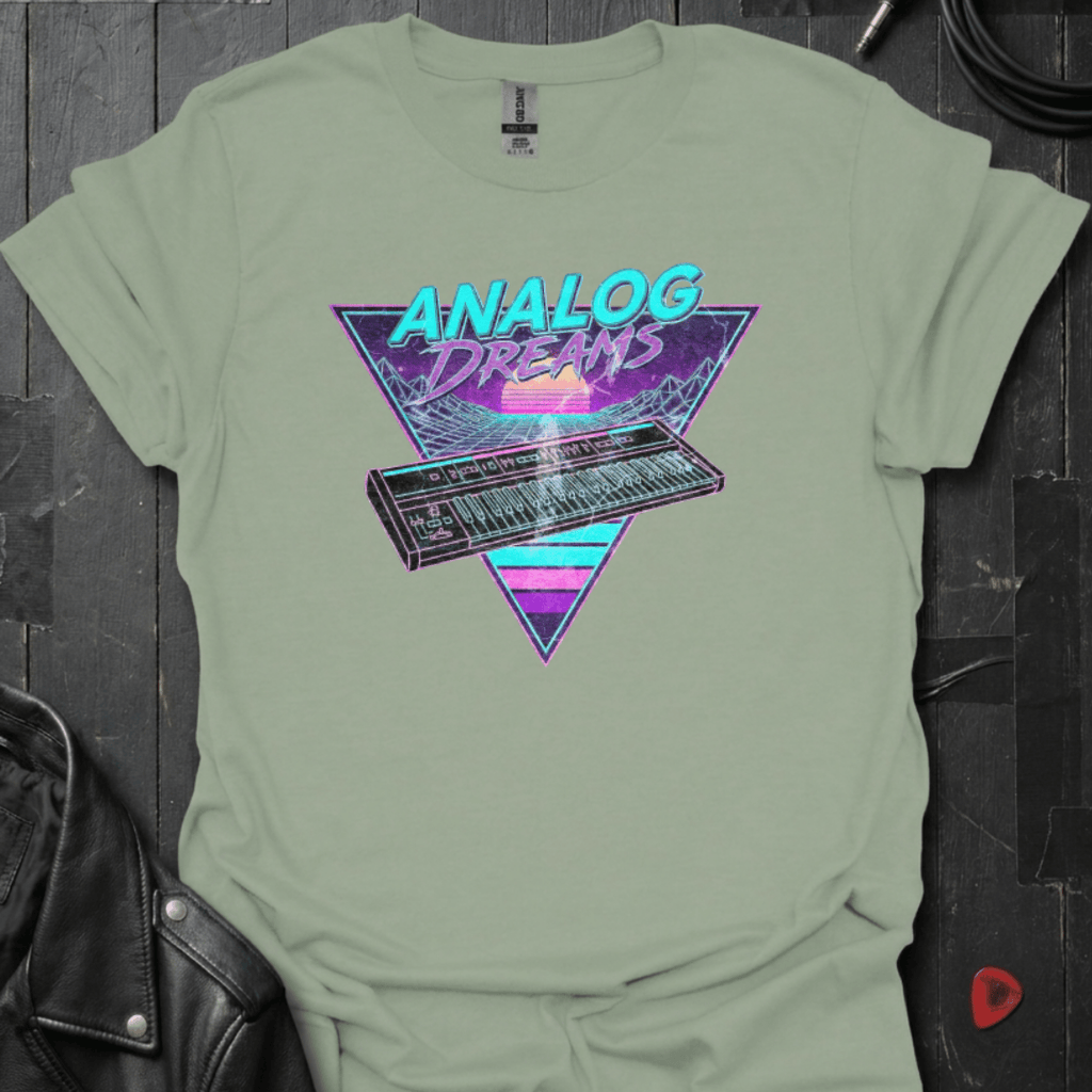 Retro Synthwave Keyboard T-Shirt - Sage - T-Shirt