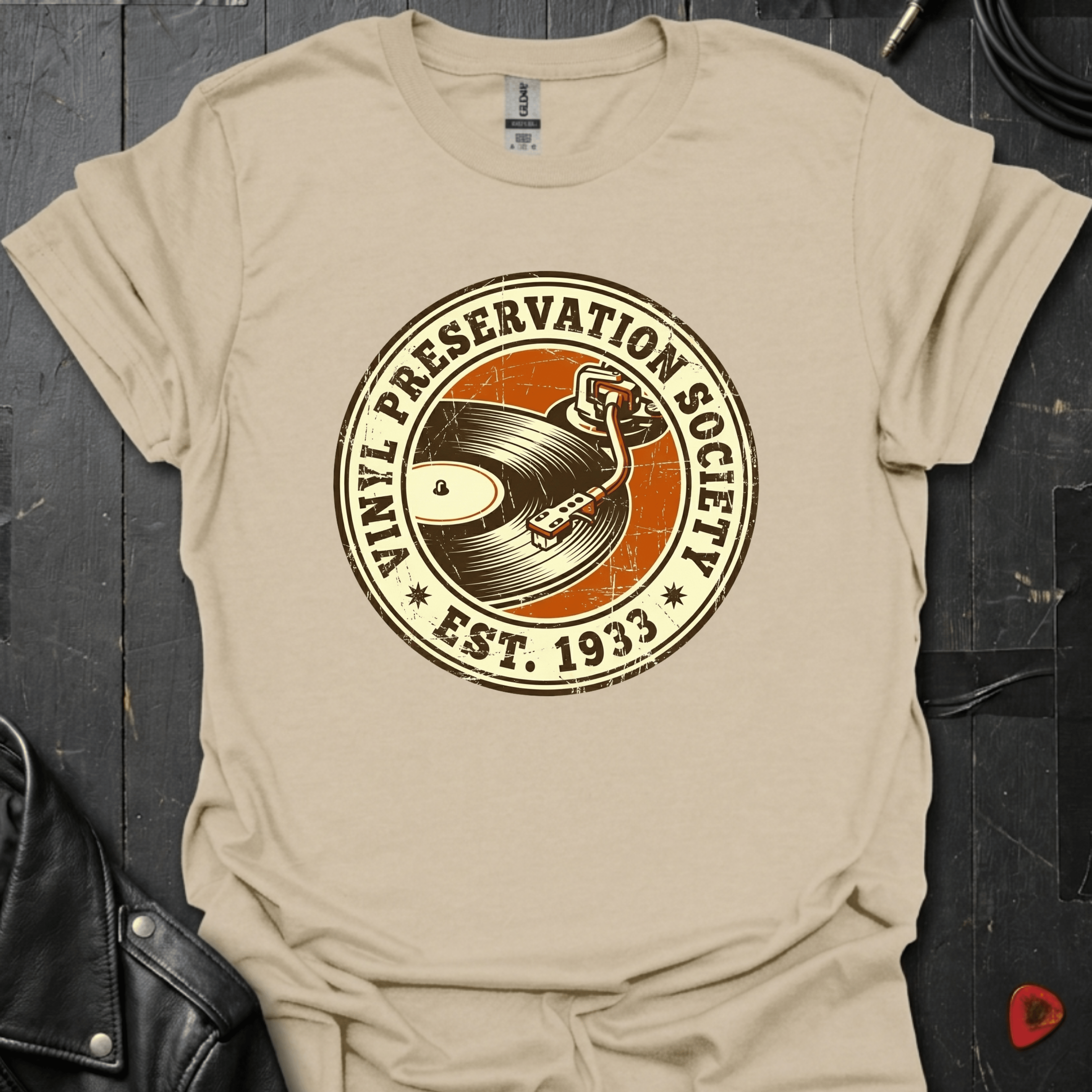 Vinyl Preservation Society T-Shirt - Sand - T-Shirt