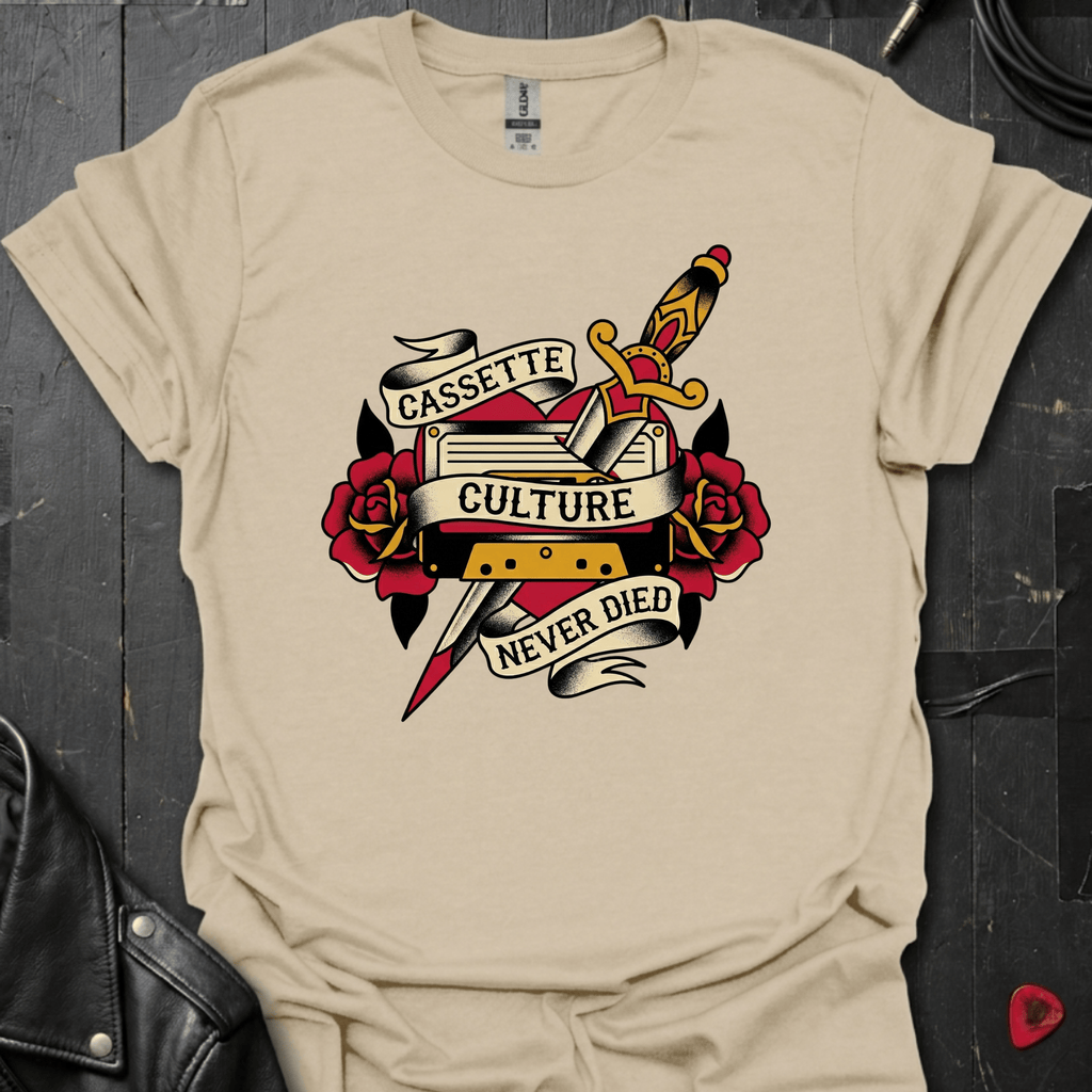Cassette Culture Never Died T-Shirt - Sand - T-Shirt