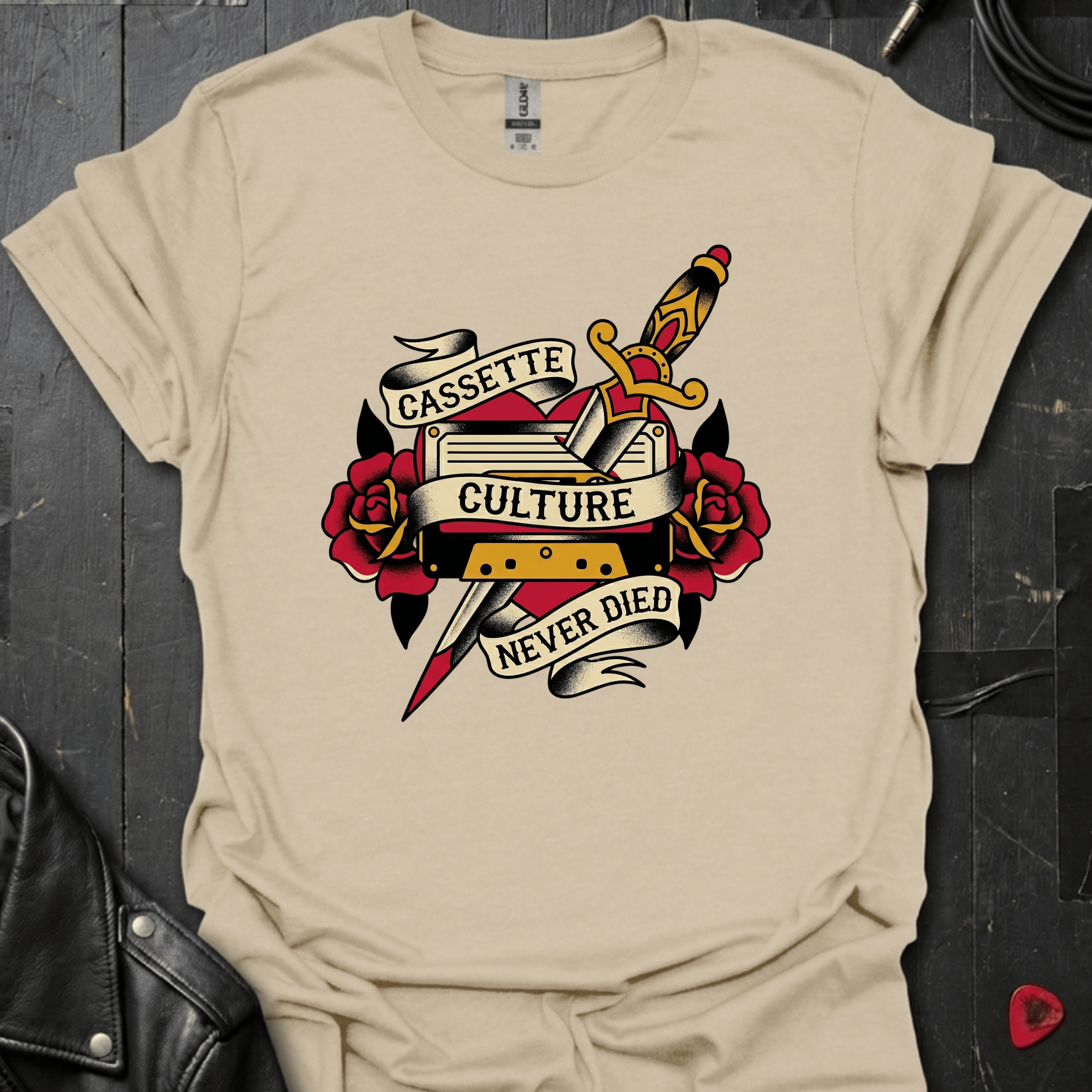 Cassette Culture Never Died T-Shirt - Sand - T-Shirt