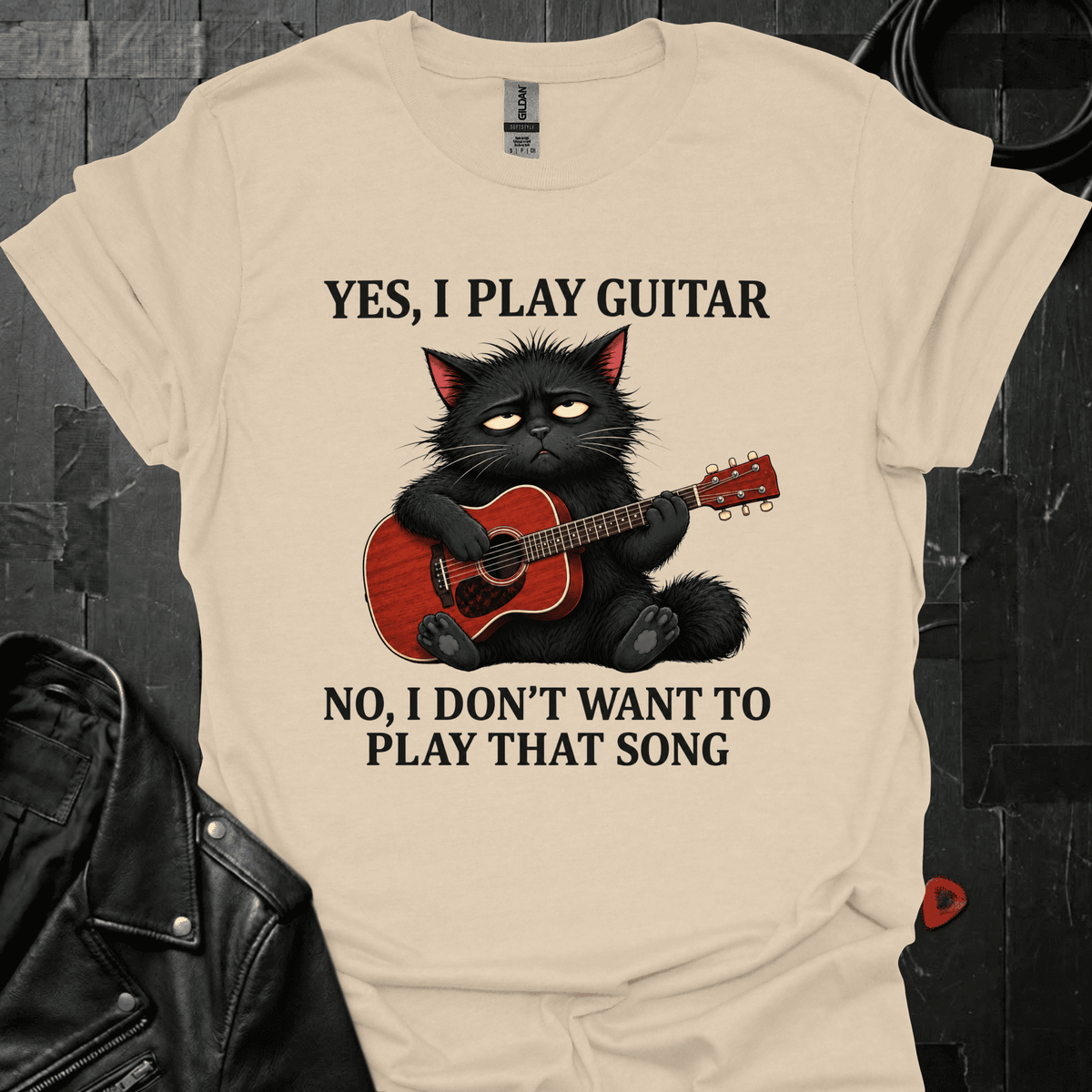Grumpy Cat GuitaristT-Shirt - Sand - T-Shirt