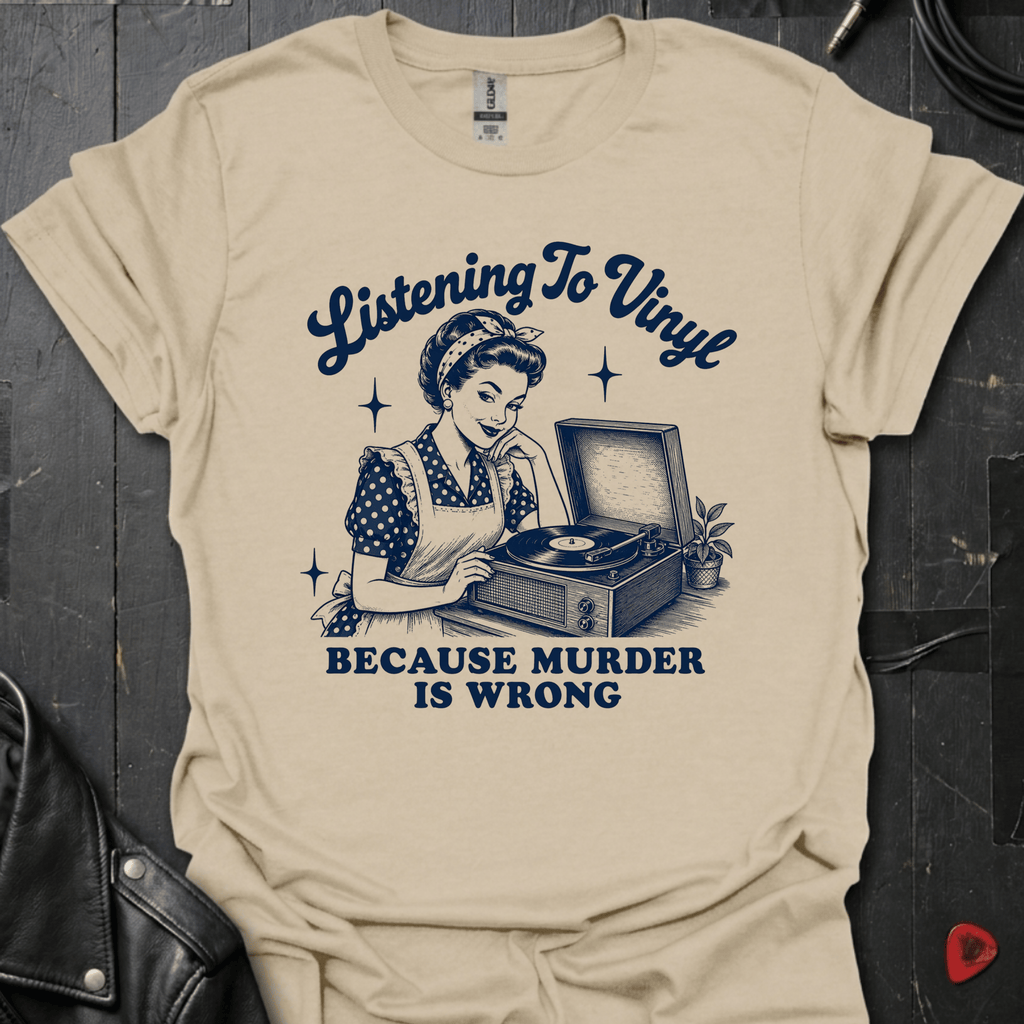 Listening To Vinyl T-Shirt - Sand - T-Shirt