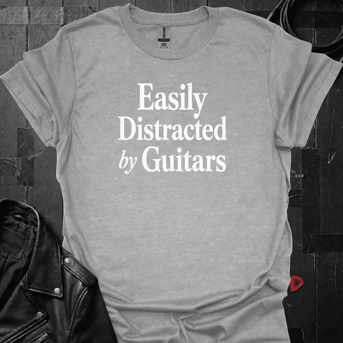 Easily Distracted By Guitars T-Shirt - Sport Grey - T-Shirt