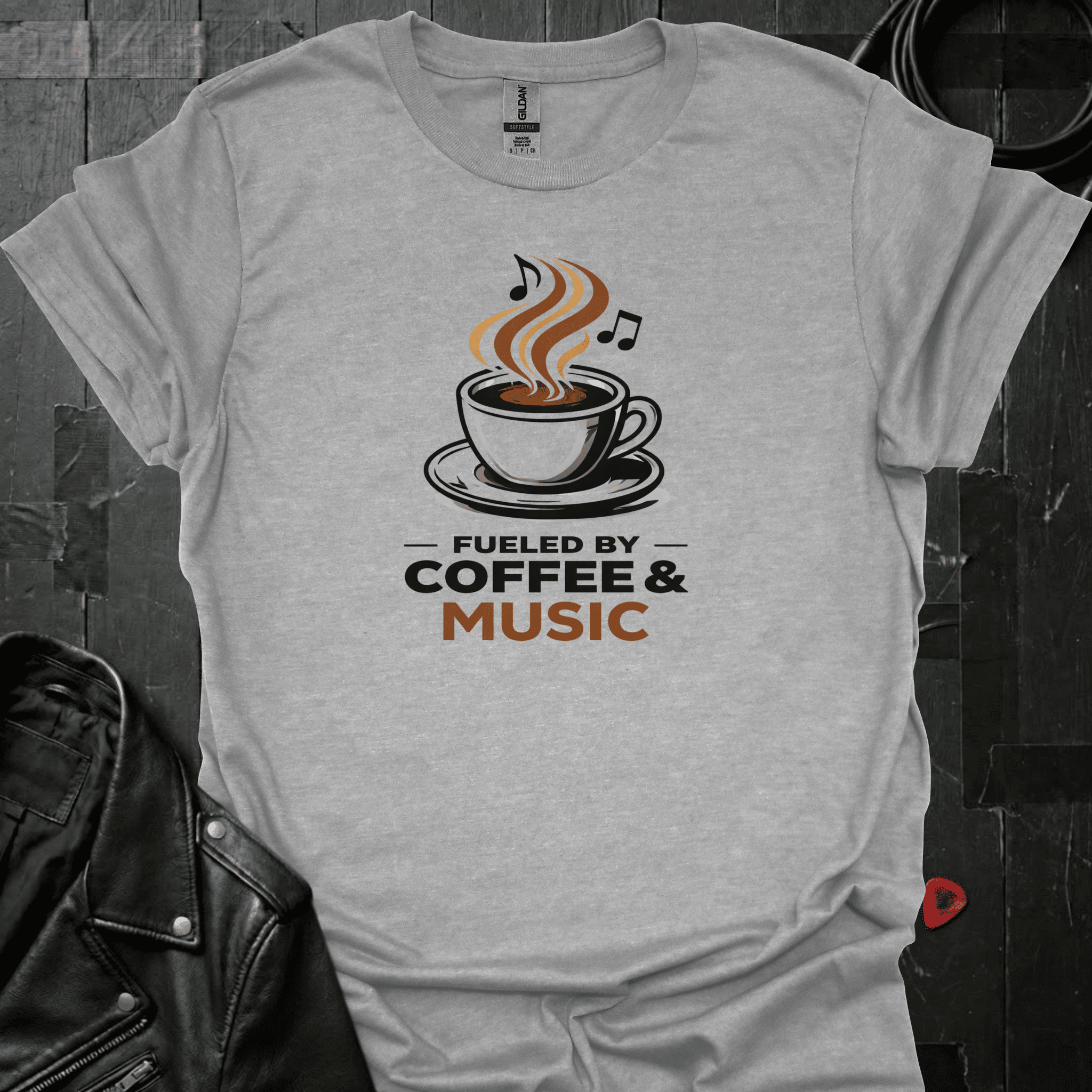 Fueled By Coffee & Music T-Shirt - Sport Grey - T-Shirt