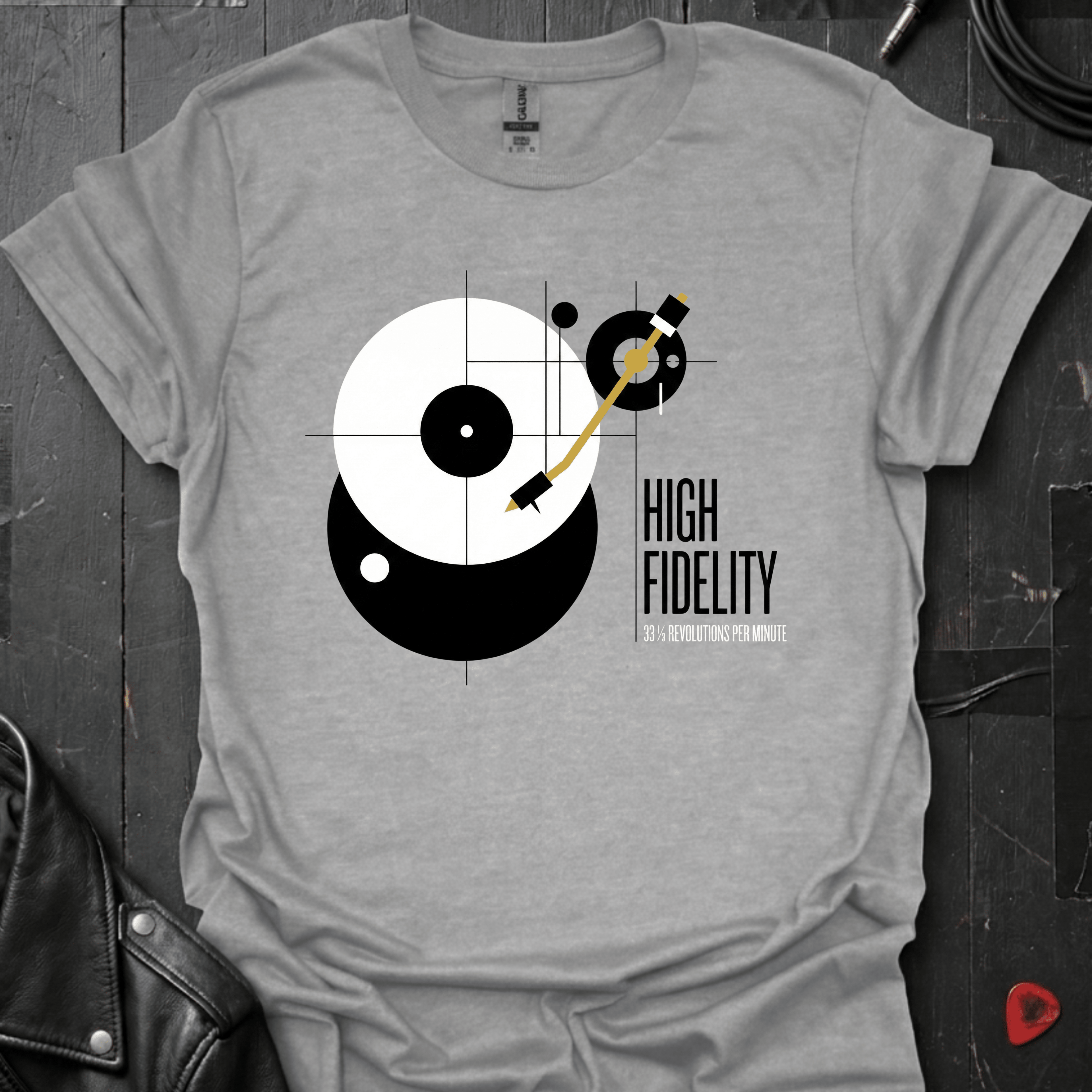Vinyl Turntable Diagram T-Shirt - Sport Grey - T-Shirt