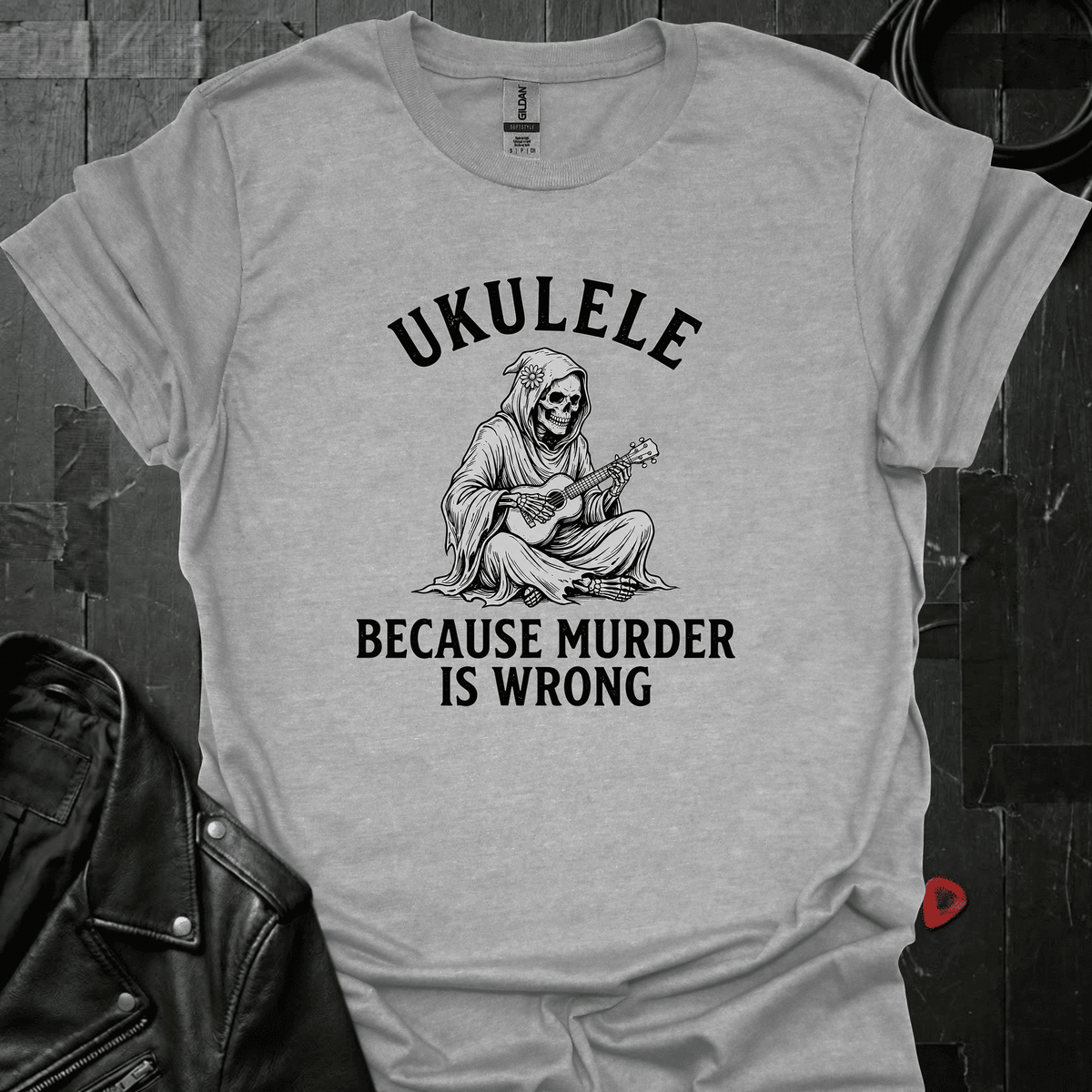 Playing Ukulele T-Shirt - Sport Grey - T-Shirt