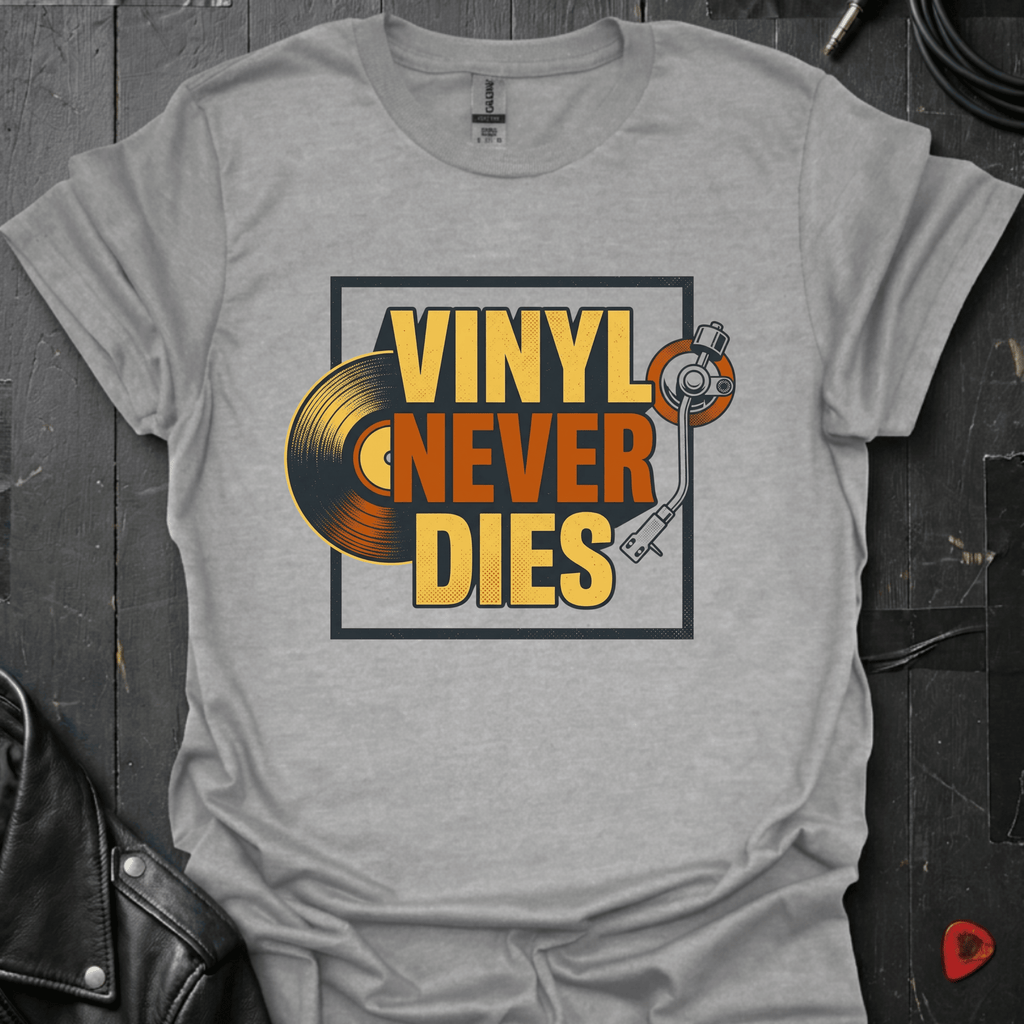 Vinyl Never Dies T-Shirt - Sport Grey - T-Shirt