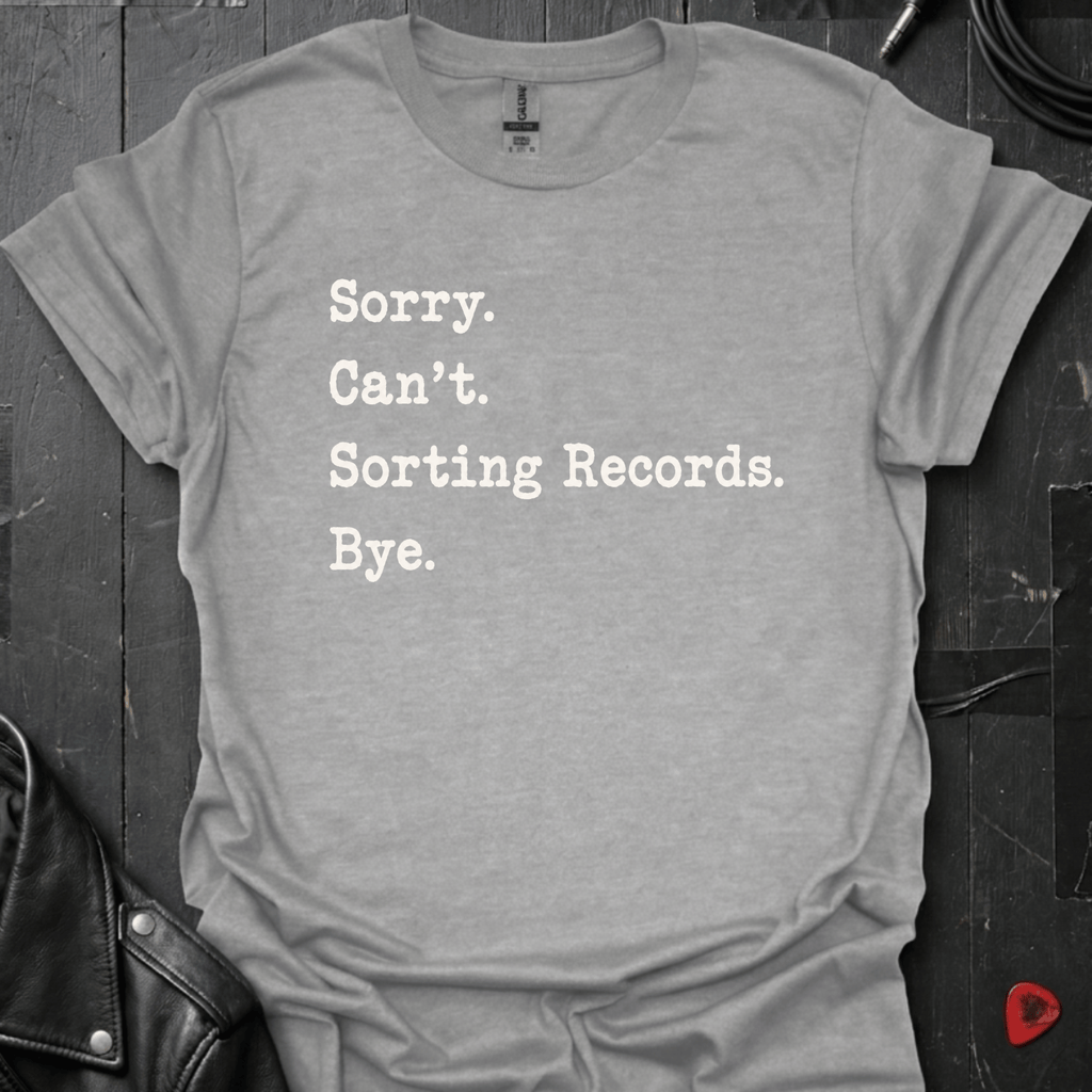 Sorting Records T-Shirt | Funny Vinyl Lover Tee - Sport Grey - T-Shirt