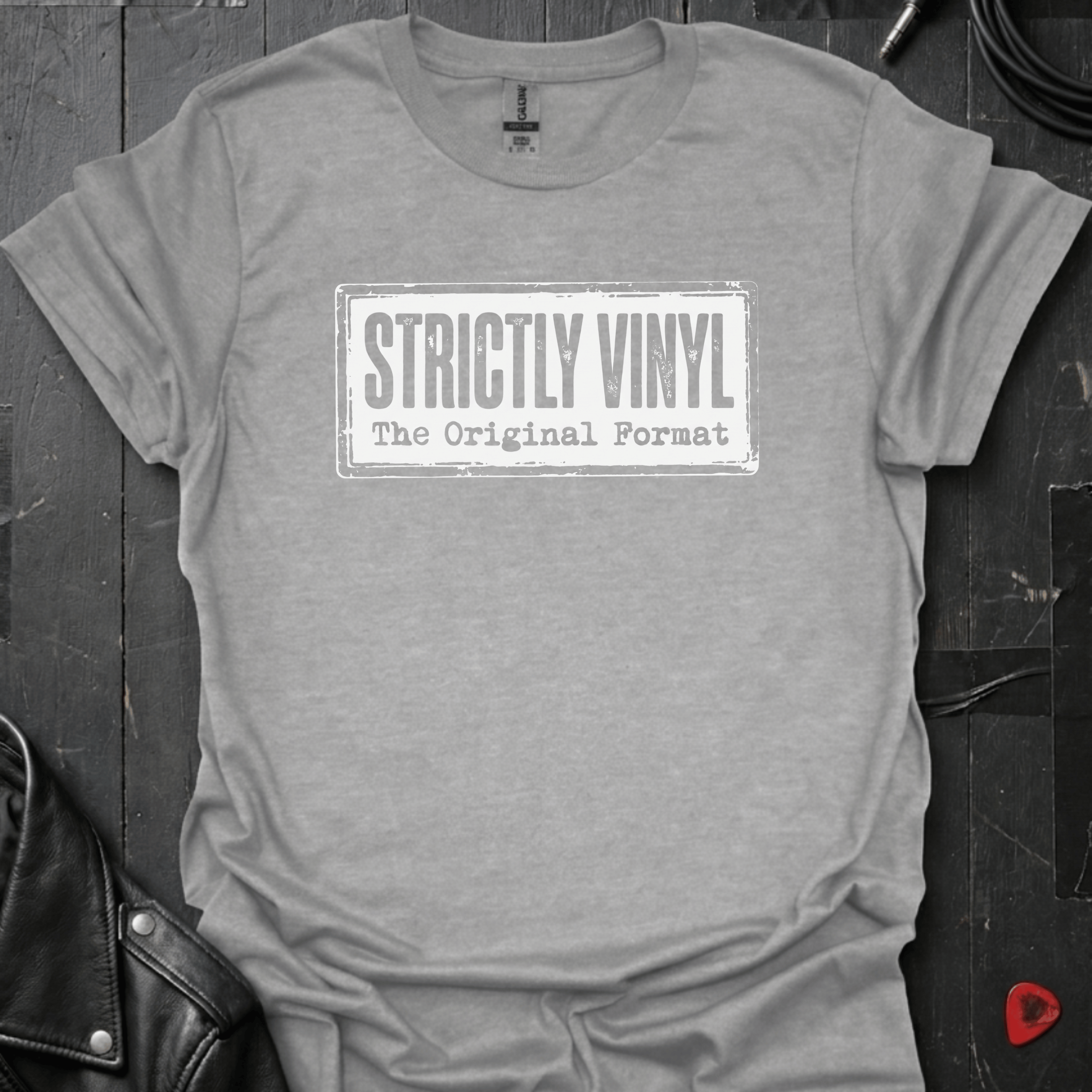 Strictly Vinyl The Original Format T-Shirt | Vinyl Lover Tee - Sport Grey - T-Shirt