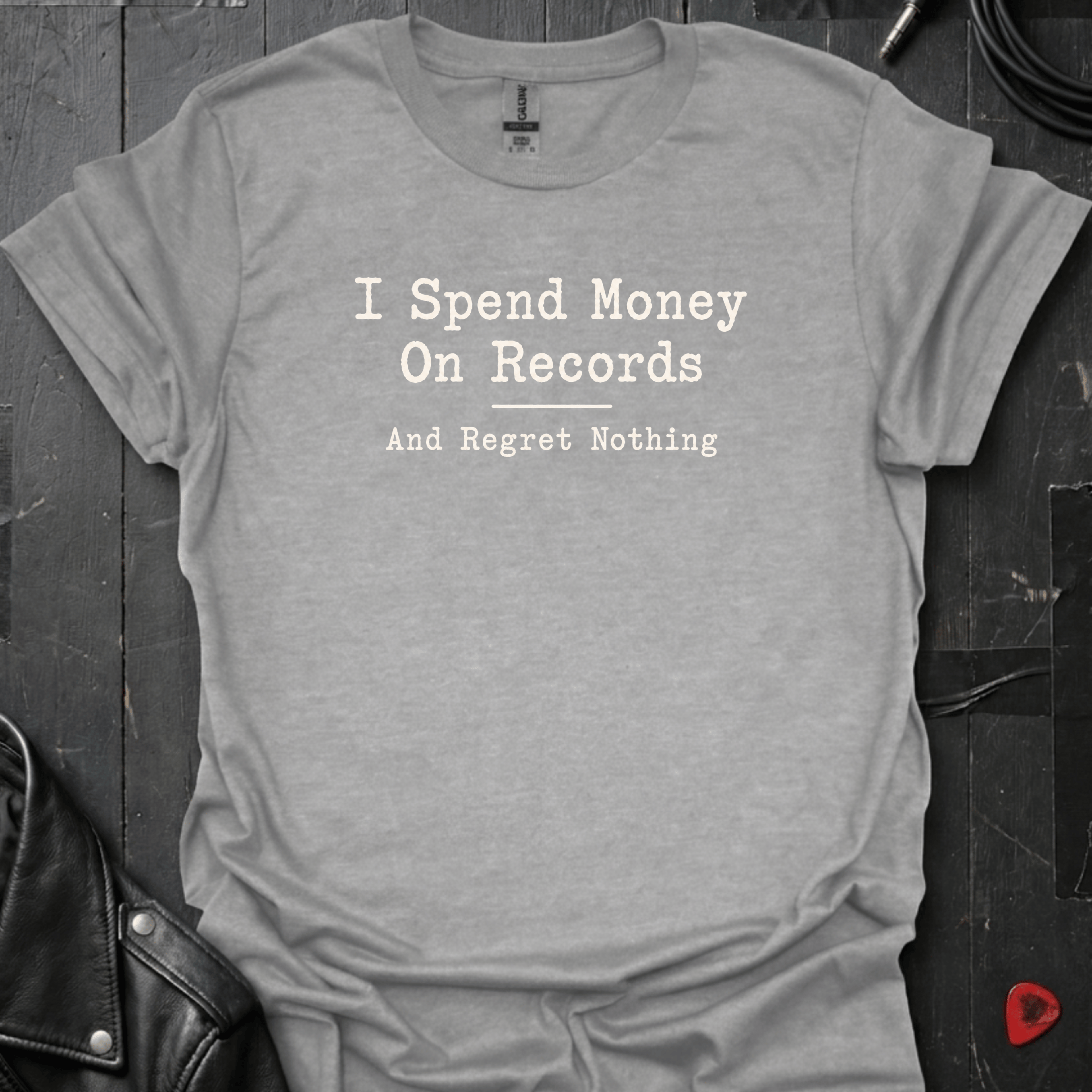 Spend Money On Records T-Shirt | Regret nothing Vinyl Lover - Sport Grey - T-Shirt