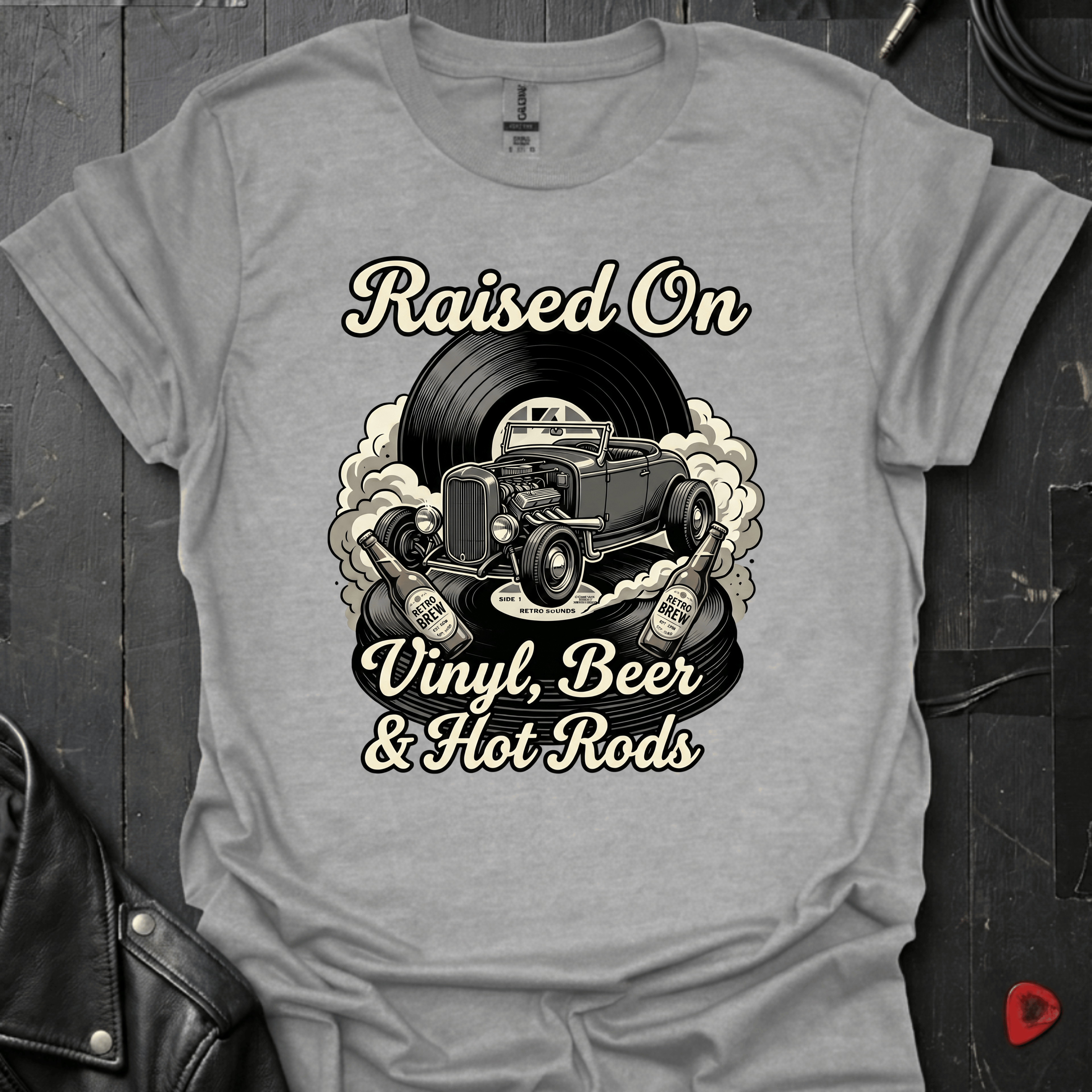 Vinyl & Hot Rods T-Shirt - Sport Grey - T-Shirt