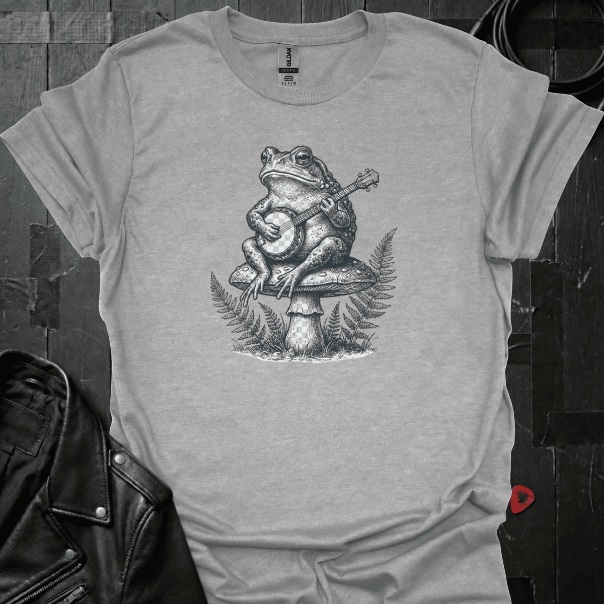Frog Playing Banjo T-Shirt - Sport Grey - T-Shirt
