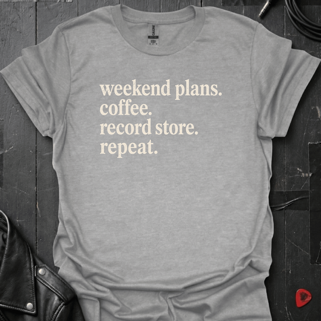 Weekend Plans T-Shirt | Vinyl Lover Coffee Tee - Sport Grey - T-Shirt