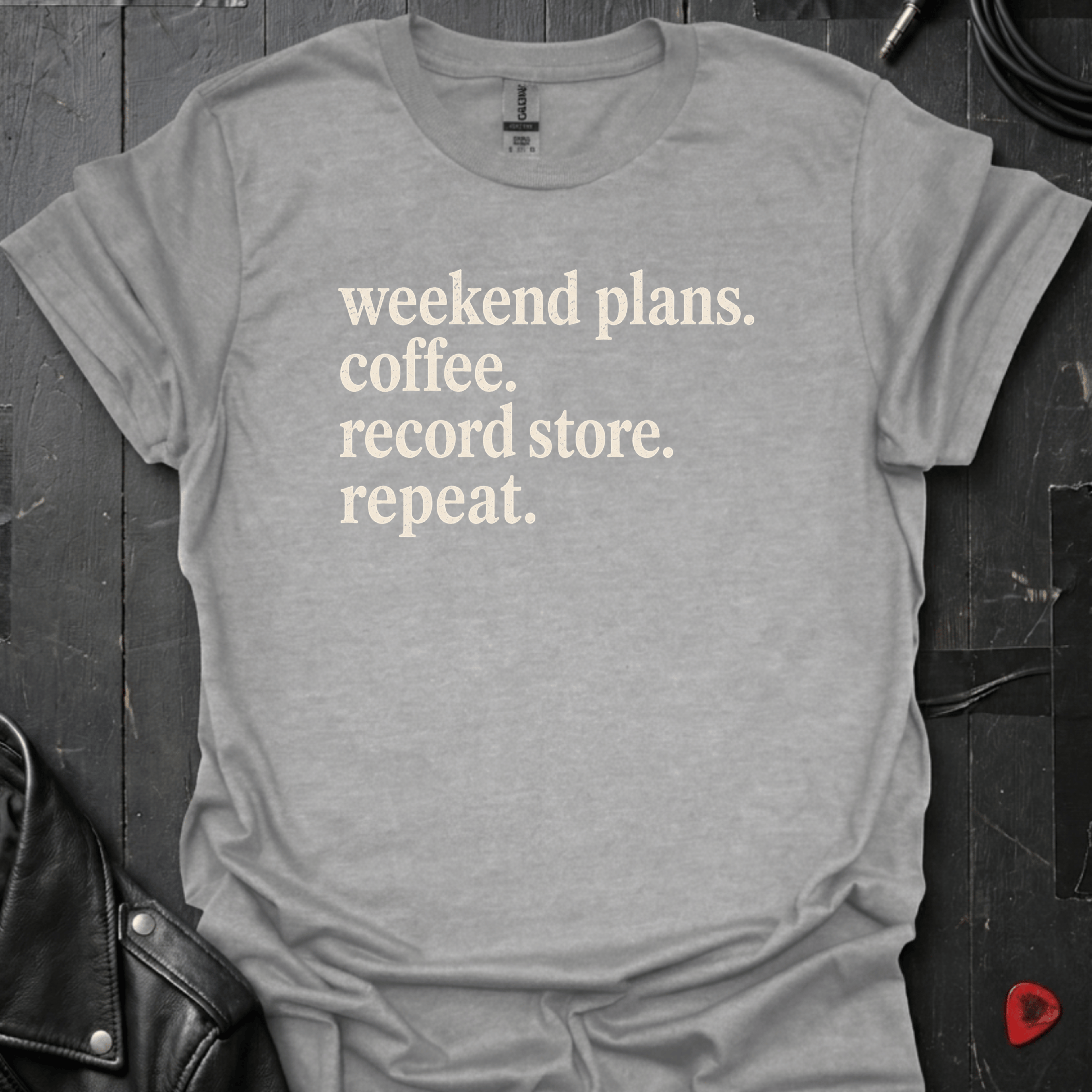 Weekend Plans T-Shirt | Vinyl Lover Coffee Tee - Sport Grey - T-Shirt