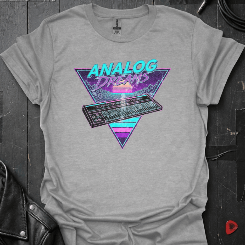 Retro Synthwave Keyboard T-Shirt - Sport Grey - T-Shirt