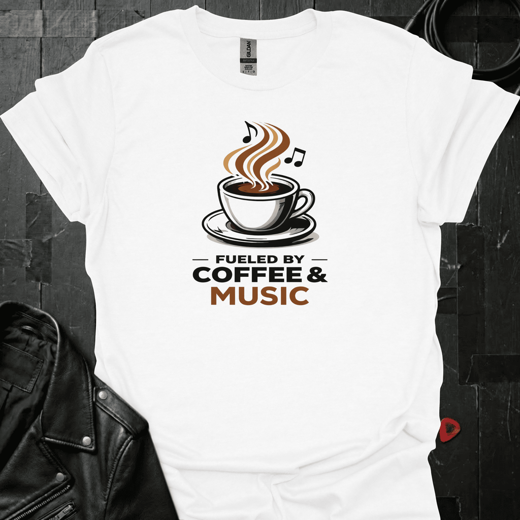 Fueled By Coffee & Music T-Shirt - White - T-Shirt