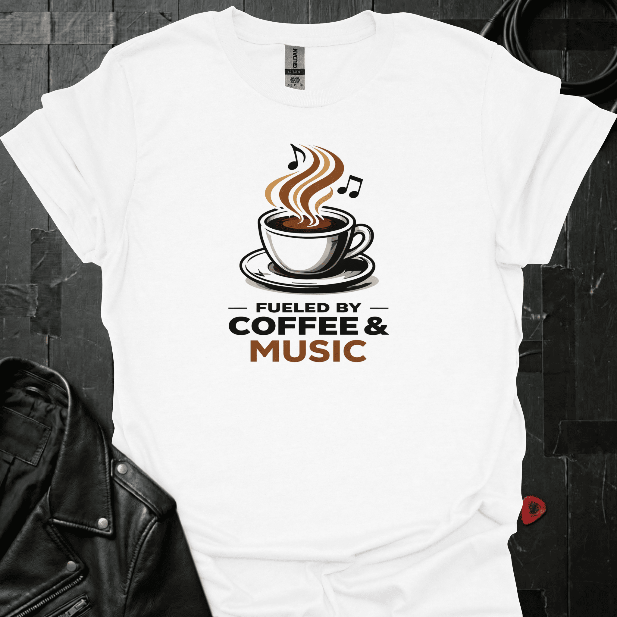Fueled By Coffee & Music T-Shirt - White - T-Shirt