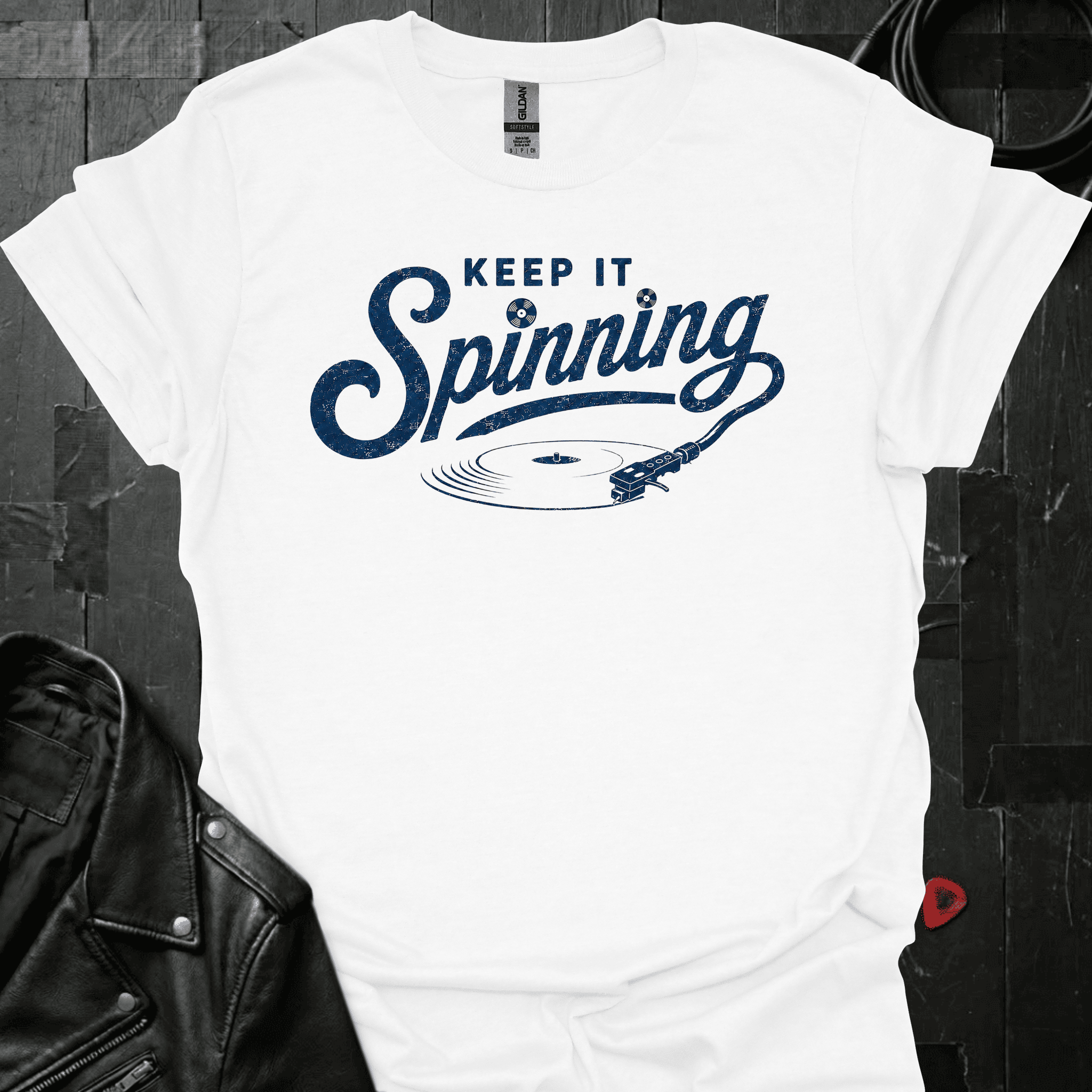 Keep The Record Spinning T-Shirt - White - T-Shirt
