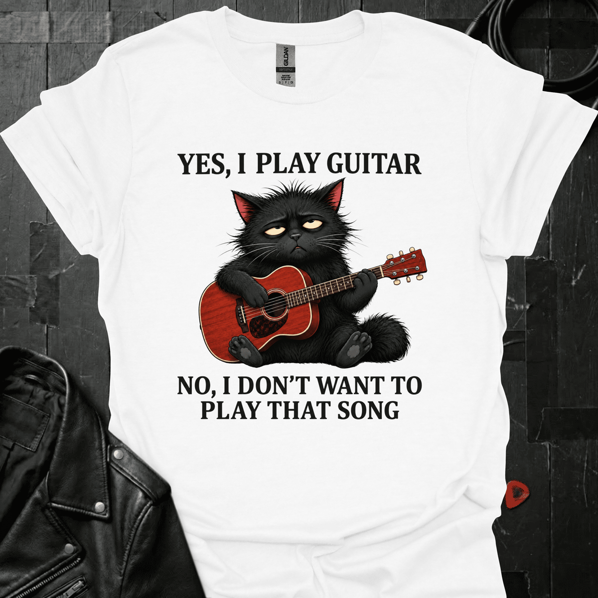 Grumpy Cat GuitaristT-Shirt - White - T-Shirt