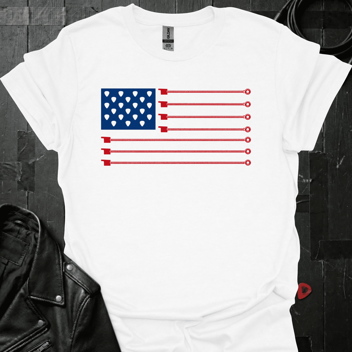 American Guitar Flag T-Shirt - White - T-Shirt